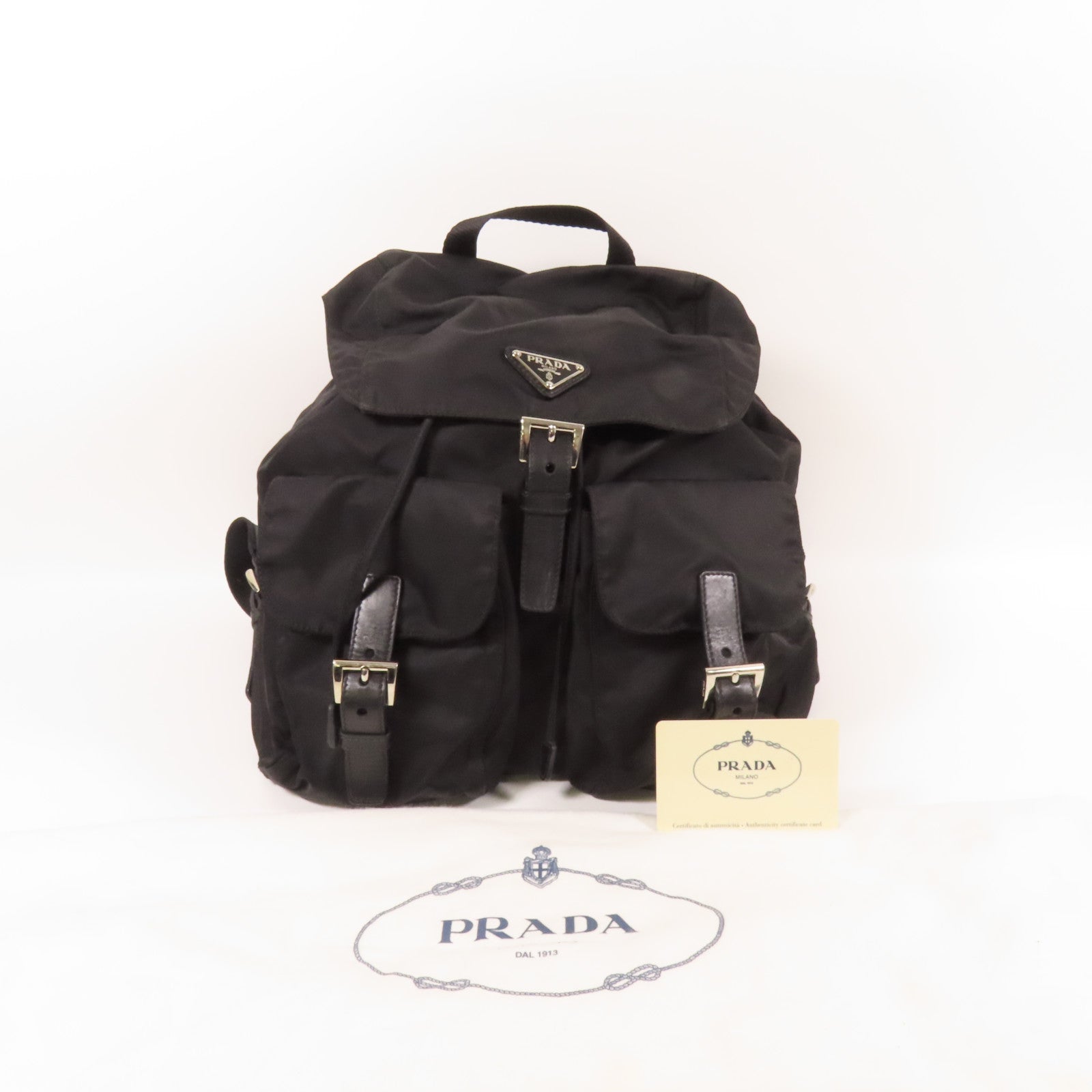 PRADA 尼龍Backpack銀扣背包