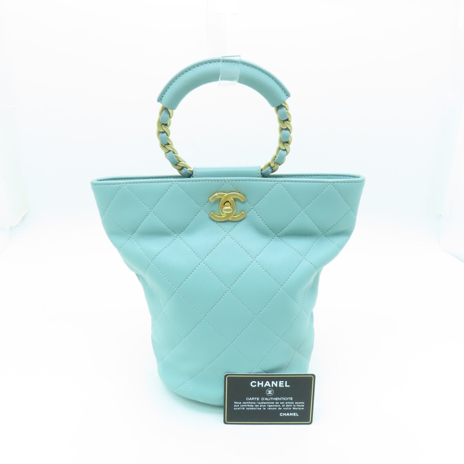 CHANEL 【清倉大減價】菱格牛皮皮革Backpack金扣背包綠色