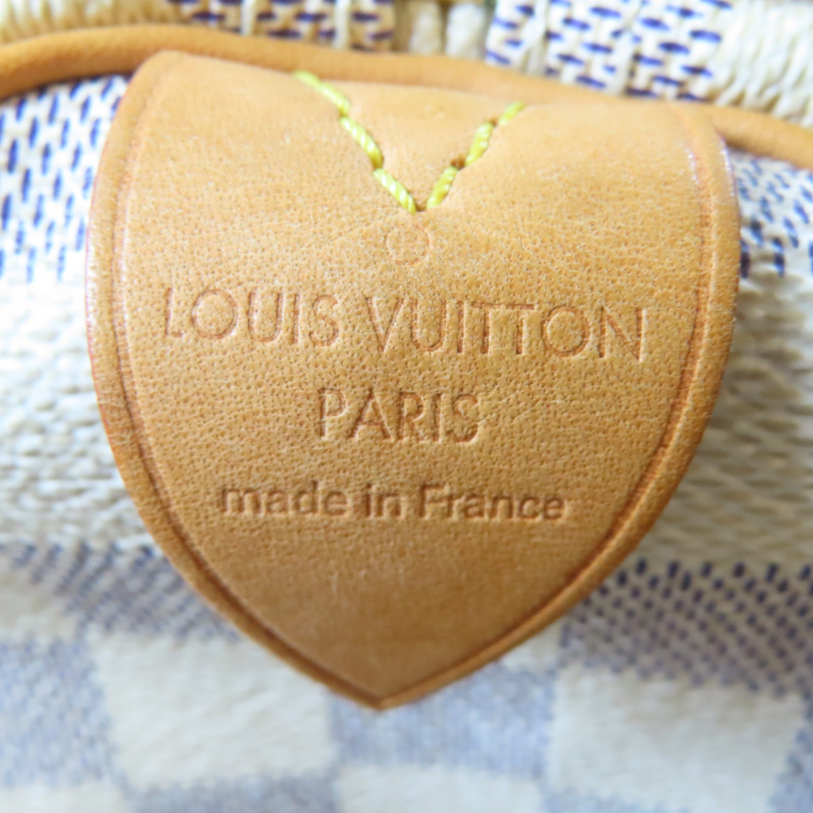 LOUIS VUITTON Damier Azur Speedy 30金扣手挽袋白色