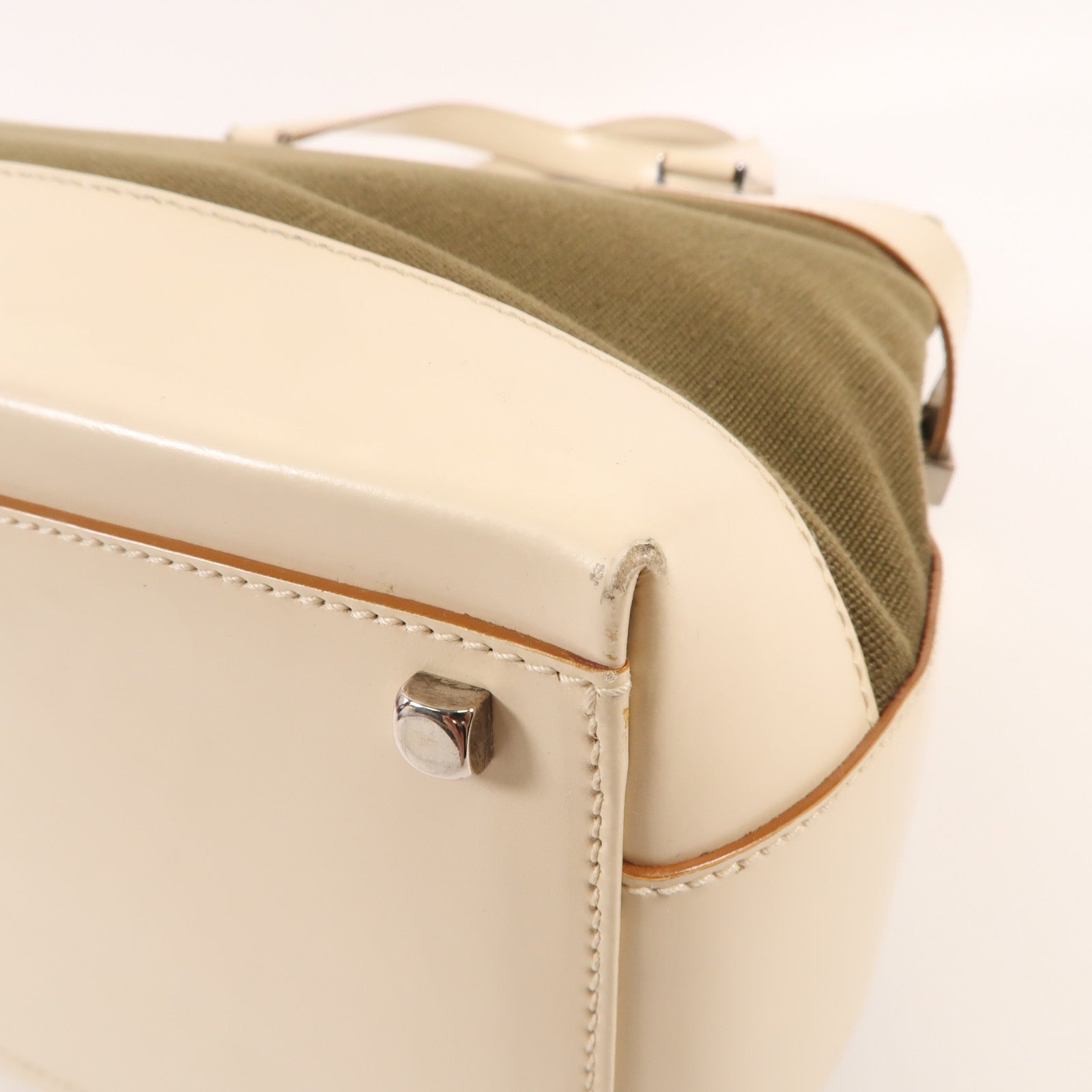 Salvatore Ferragamo 帆布/皮革2 Way Shoulder銀扣手挽肩背兩用袋