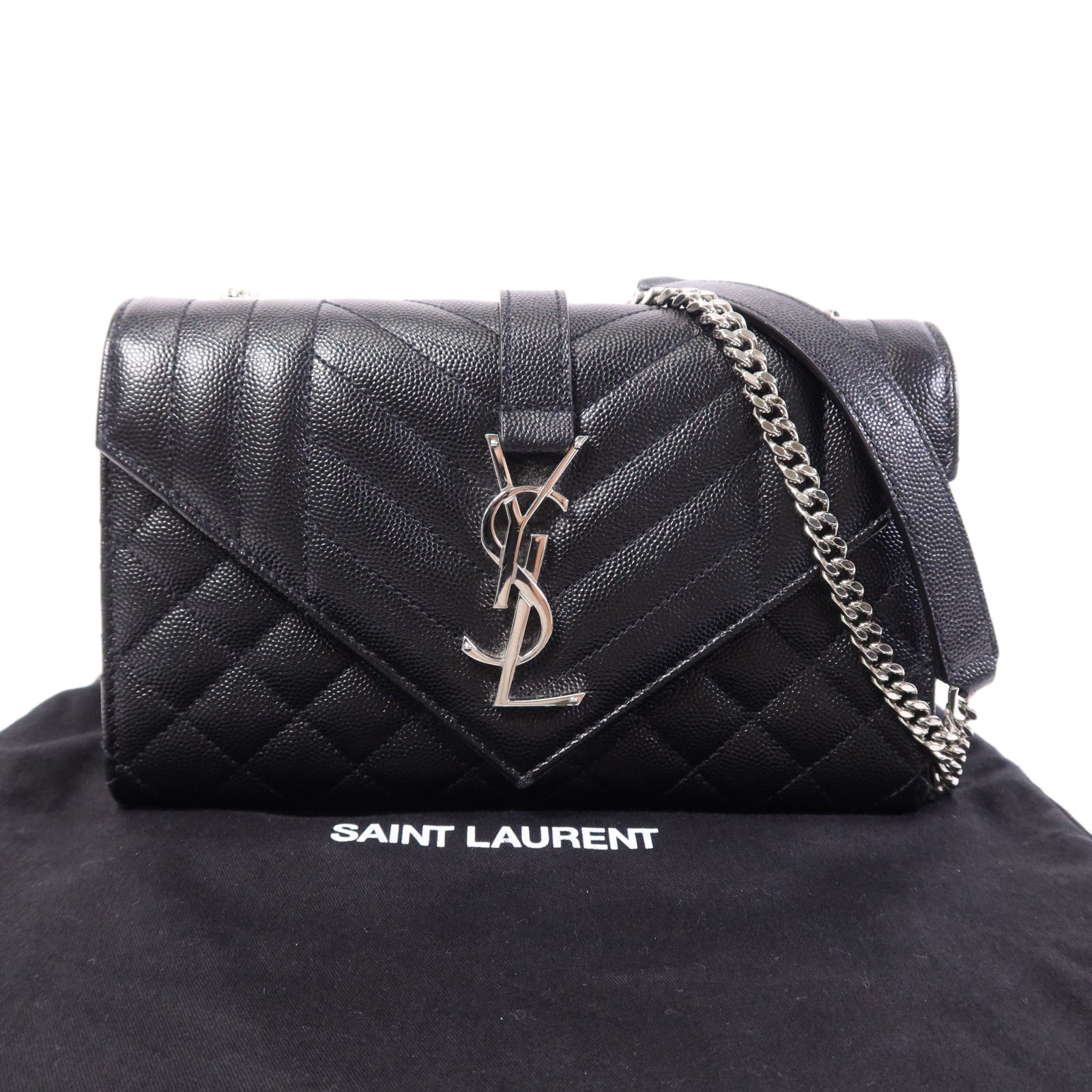 YVES SAINT LAURENT 牛皮皮革Envelope Small金扣鏈帶肩背袋