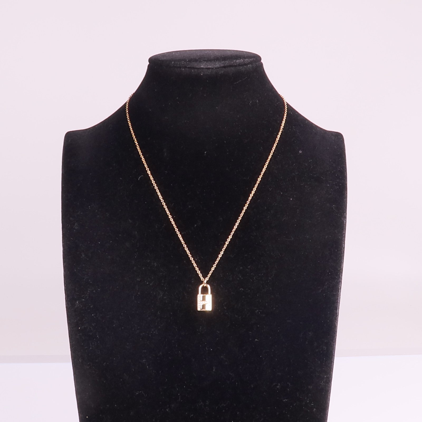 HERMES 18K玫瑰金Kelly Cadenas Pendant鑽石項鍊