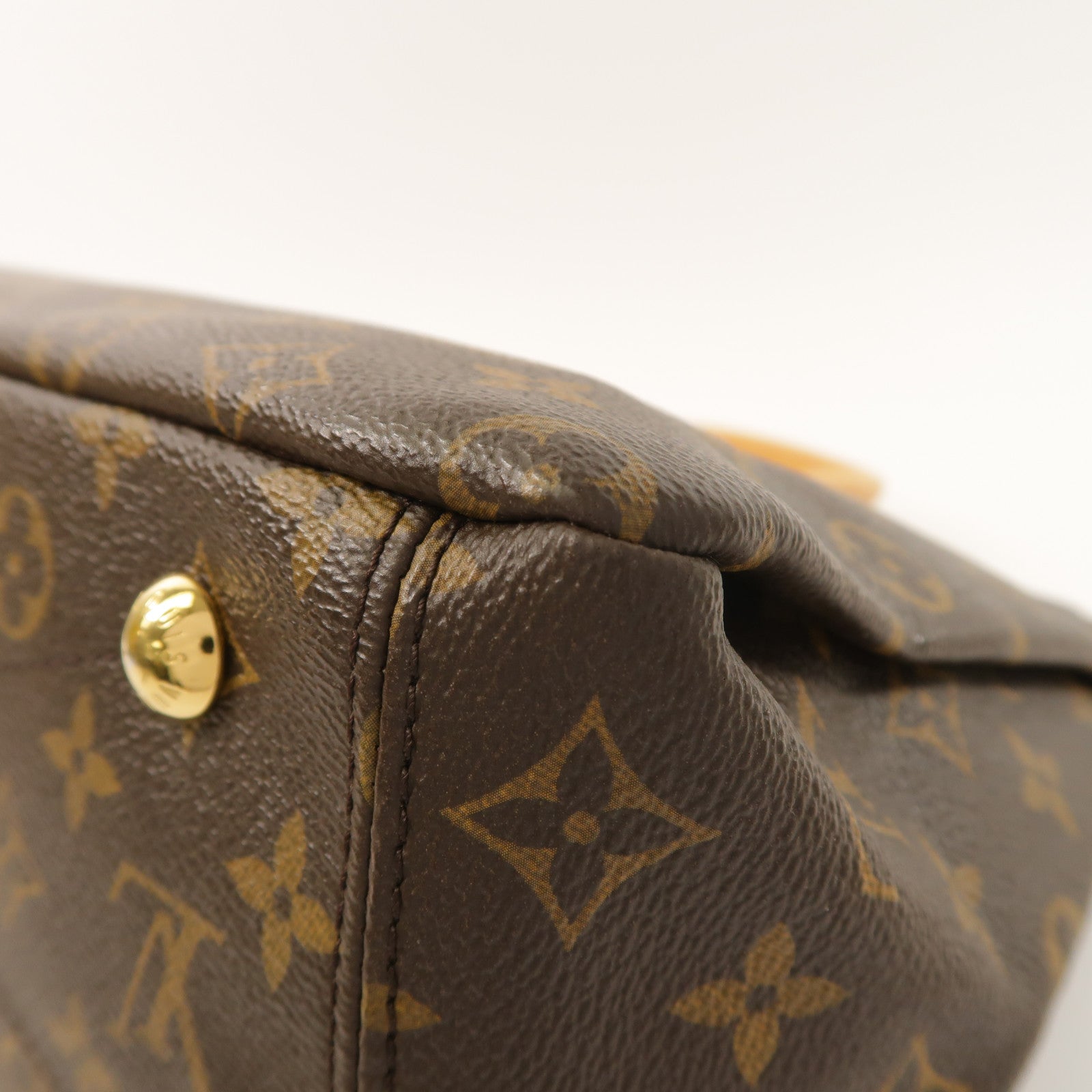 LOUIS VUITTON Monogram Pallas金扣手挽肩背兩用袋棕色/紅色