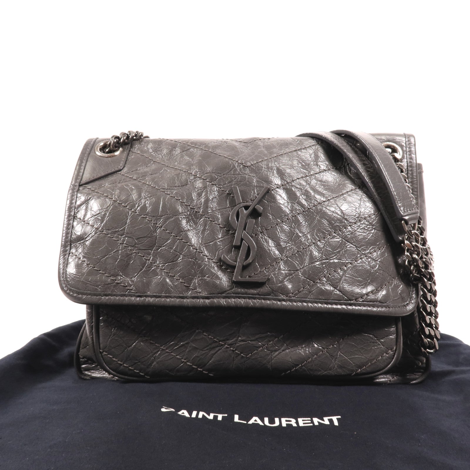 SAINT LAURENT 牛皮皮革Niki Medium銀扣肩背袋