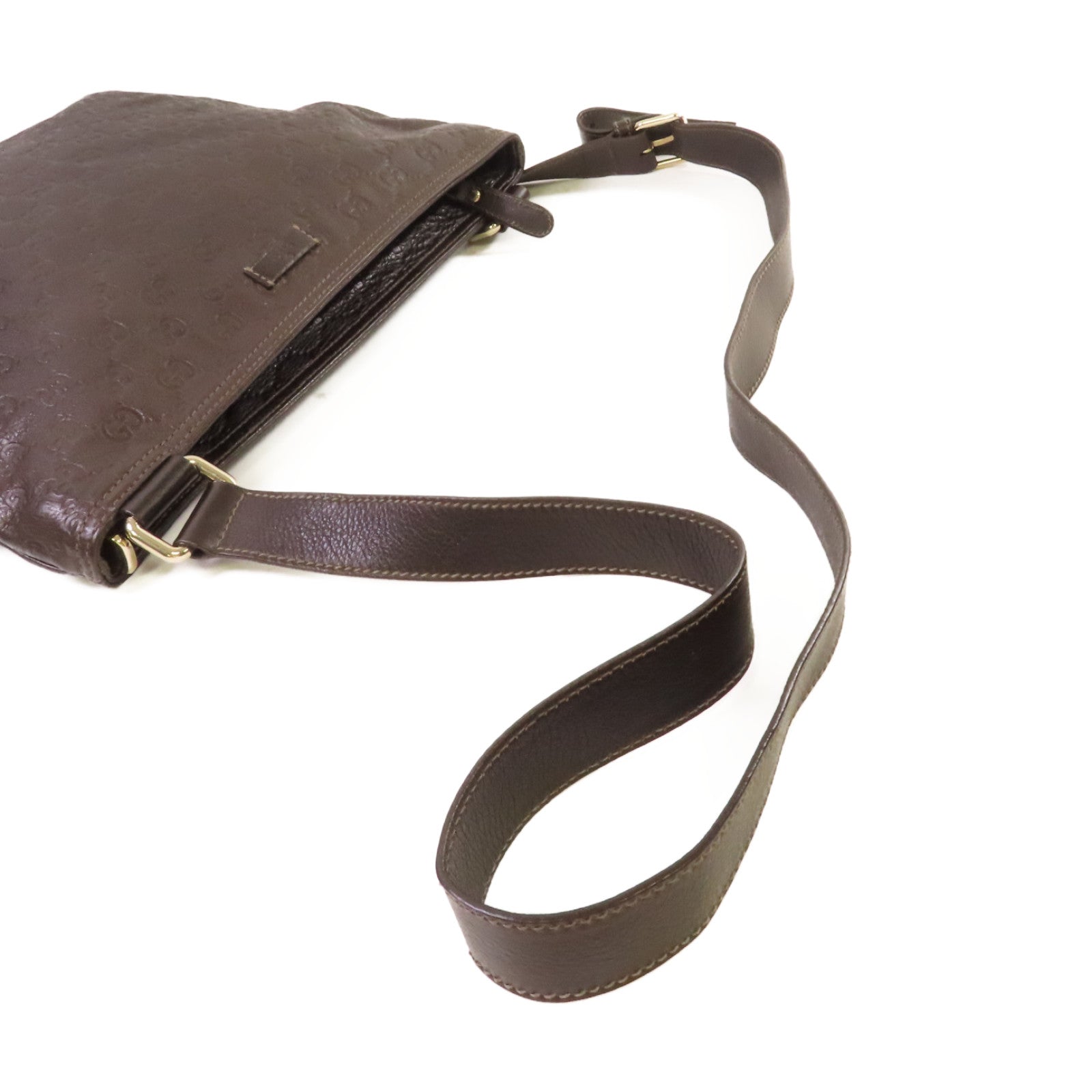 GUCCI 牛皮皮革Guccissima Messenger Bag金扣肩背袋啡色