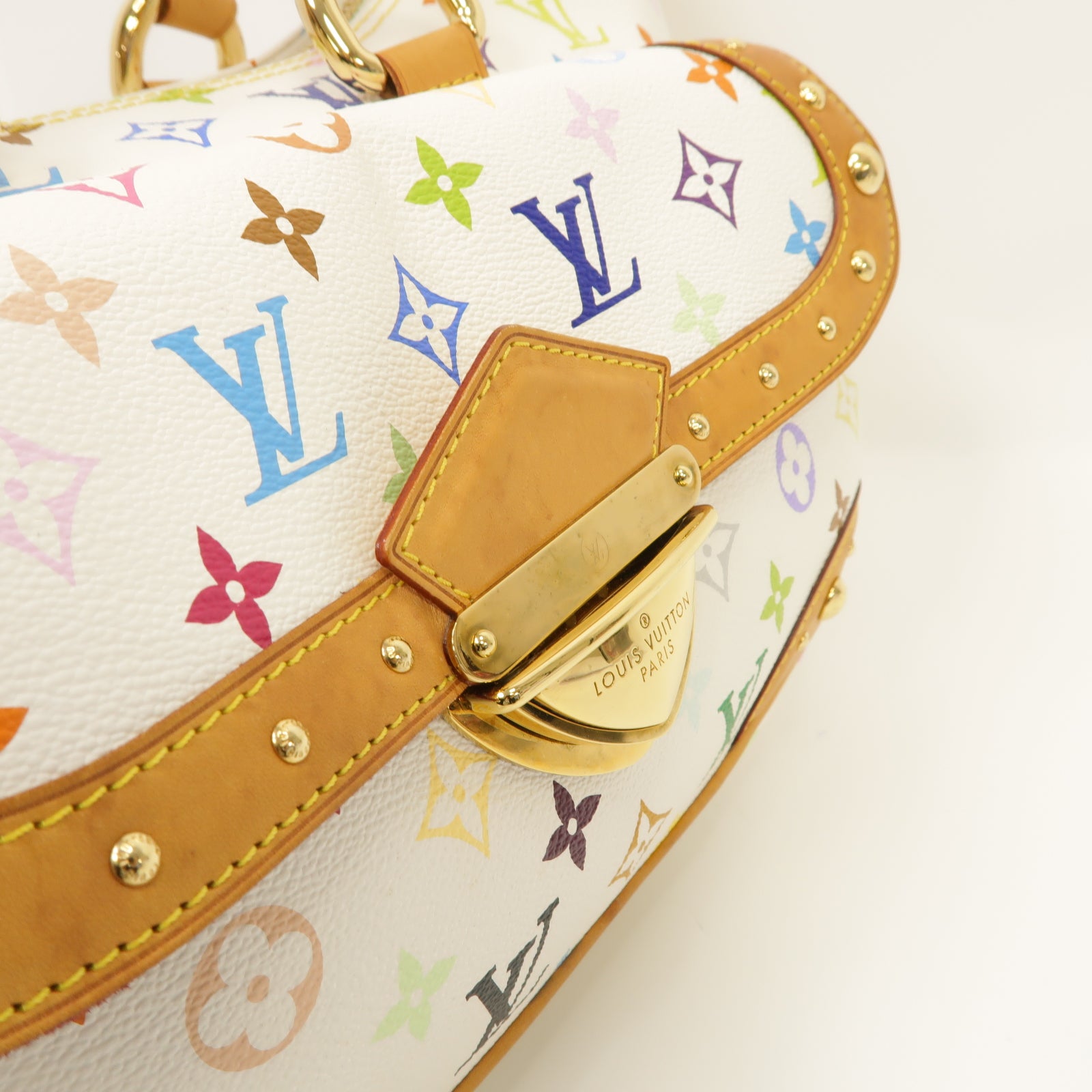 LOUIS VUITTON Monogram Multicolore Rita金扣手挽肩背兩用袋白色