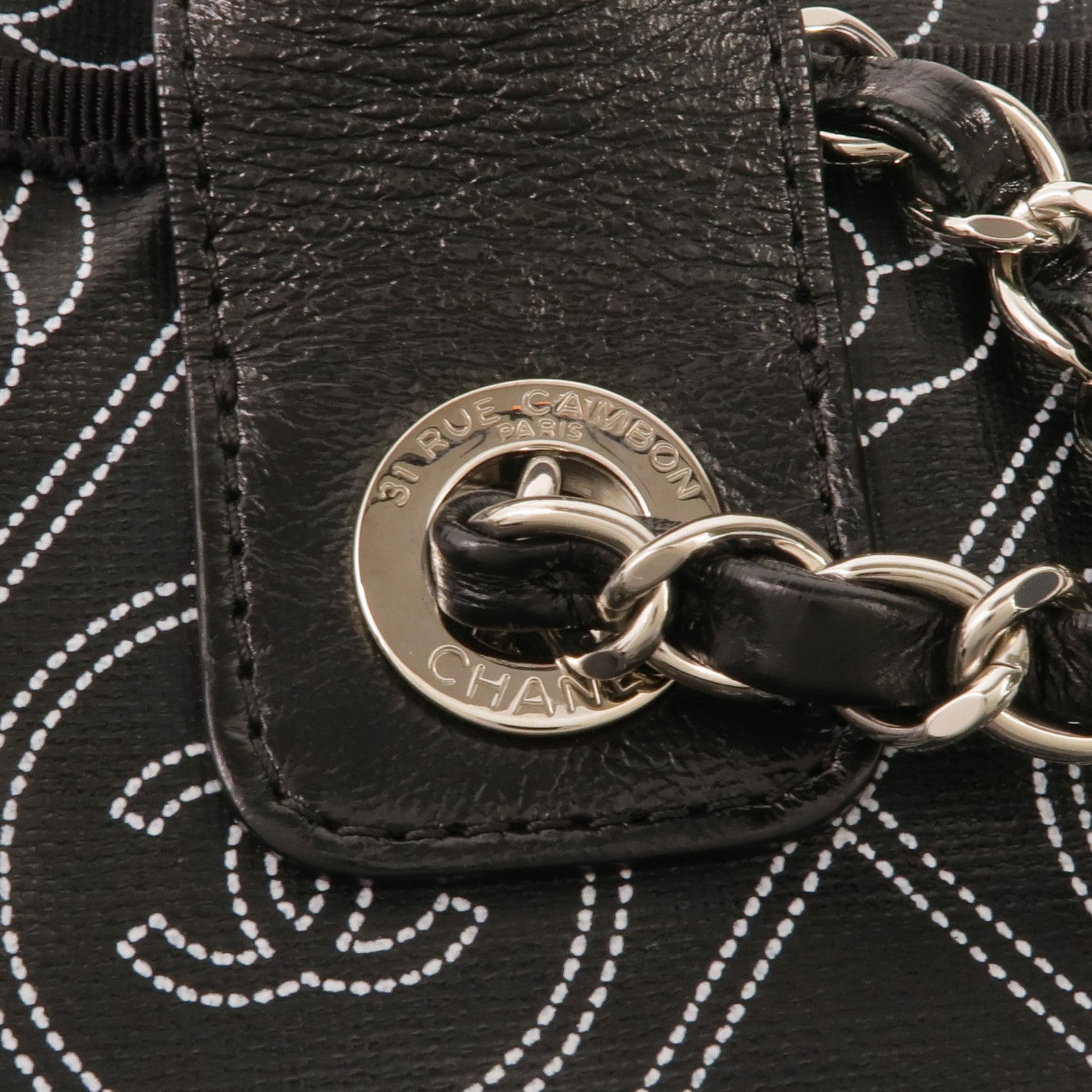 CHANEL 塗層帆布2 Way Tote銀扣手挽肩背兩用袋