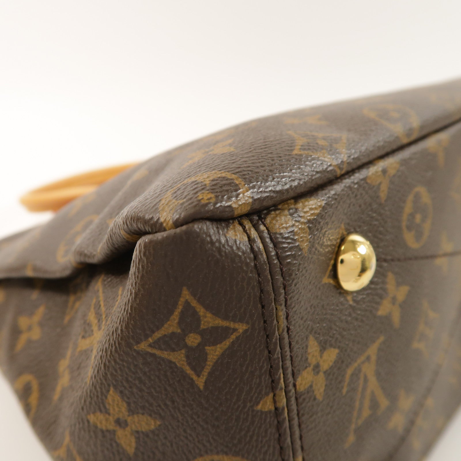 LOUIS VUITTON Monogram Pallas金扣手挽肩背兩用袋棕色/紅色