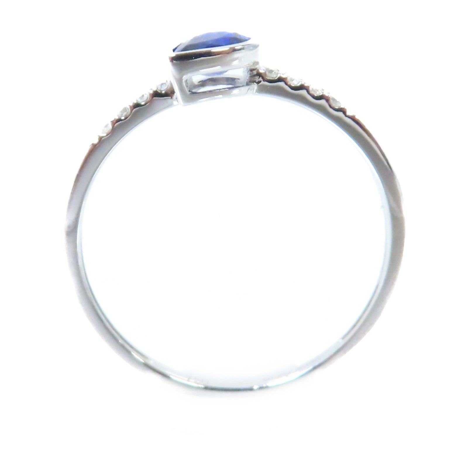 JEWELRY 18K白金/0.38ct藍寶石/0.05ct鑽石Sapphire Diamond Ring戒指US#5.25