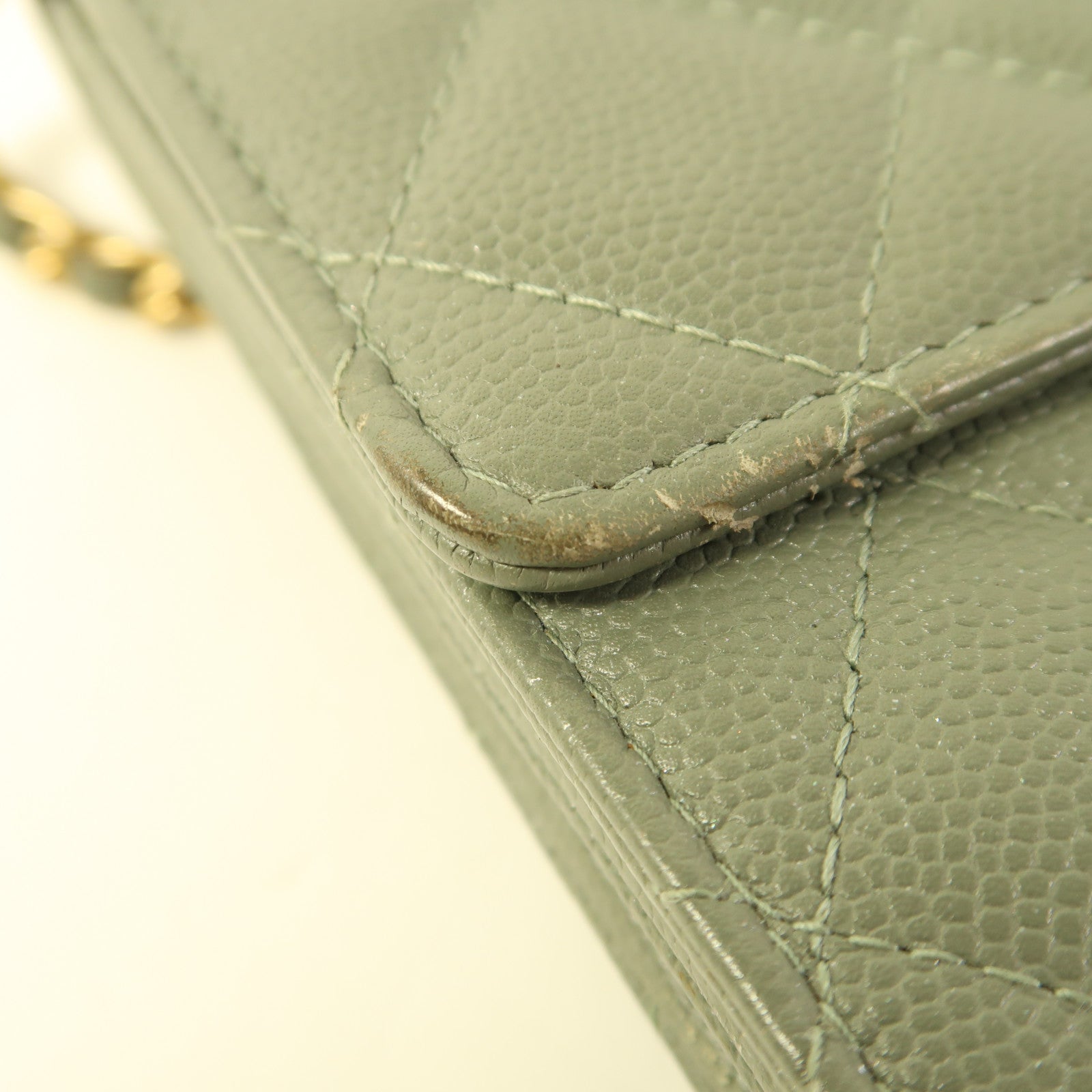 CHANEL 牛皮皮革Classic Square WOC金扣鏈帶肩背袋