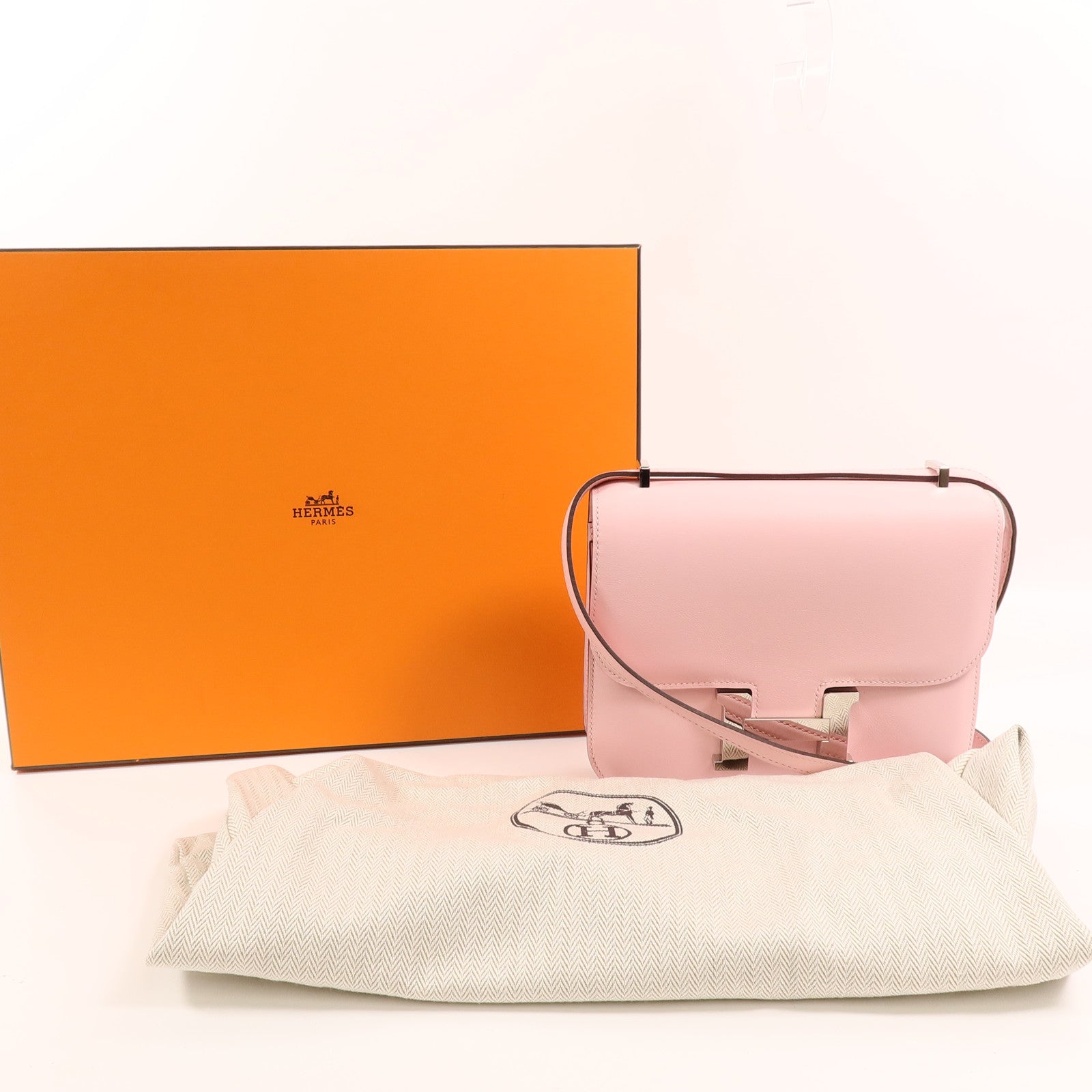 HERMES Swift皮革Constance Mini肩背袋Rose Sakura