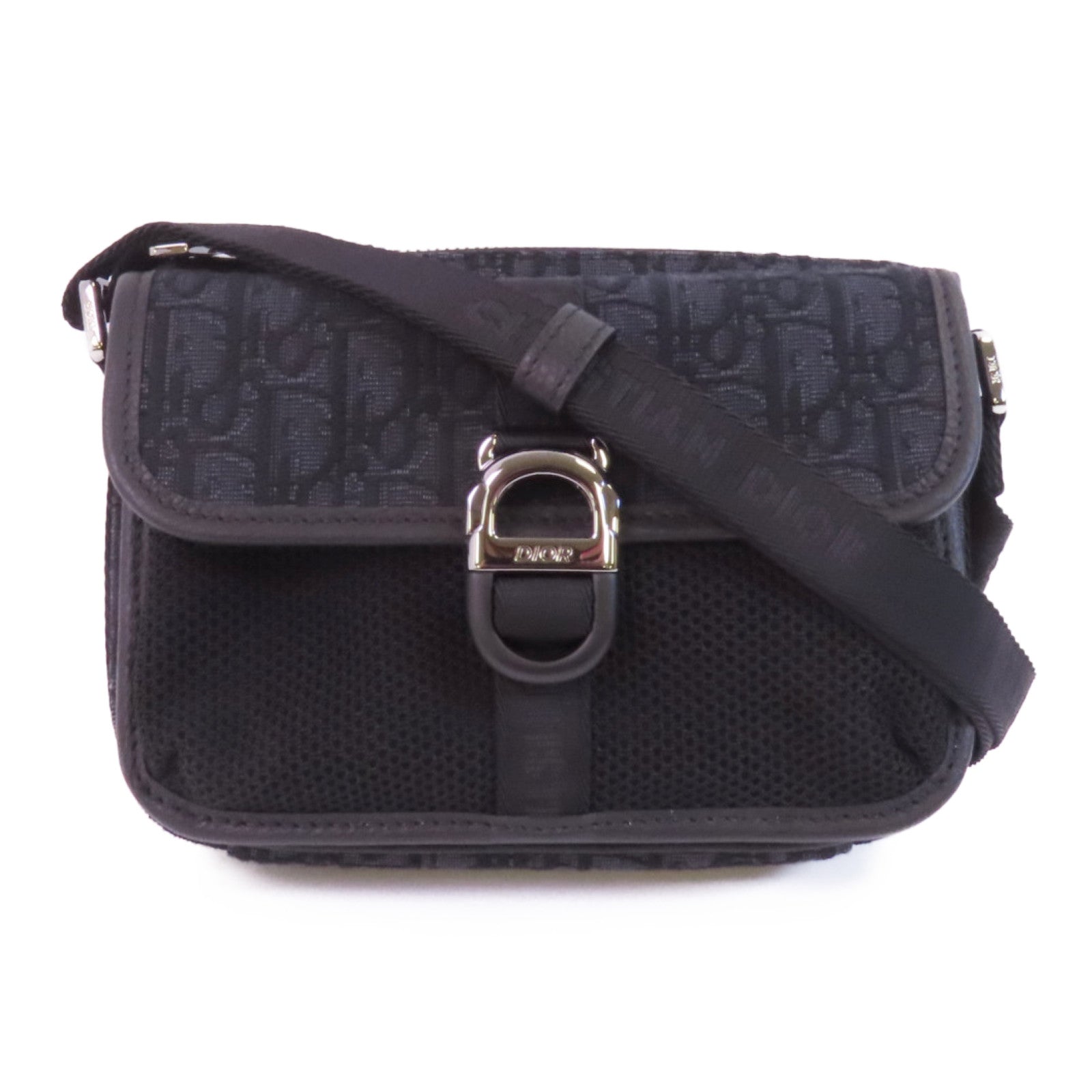 Dior Oblique帆布Mini Dior 8 Bag With Strap銀扣肩背袋