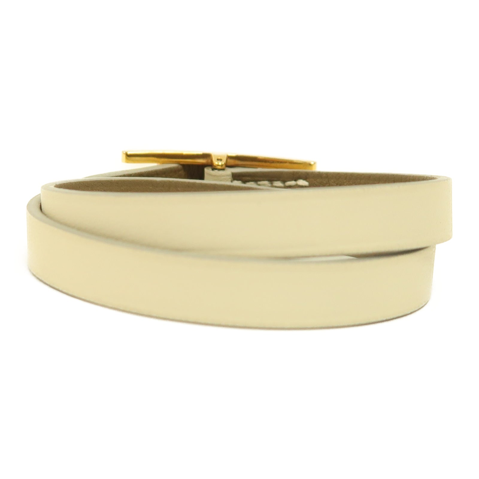 HERMES 【激減優惠】Swift皮革Behapi Double Tour Bracelet金扣手鐲淺藍色