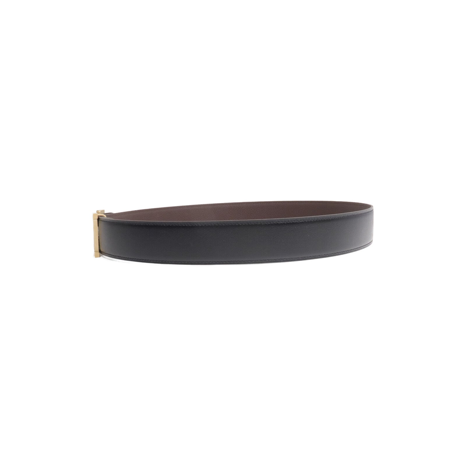 HERMES Togo/Box Calf皮革Belt金扣皮帶Noir/Gold