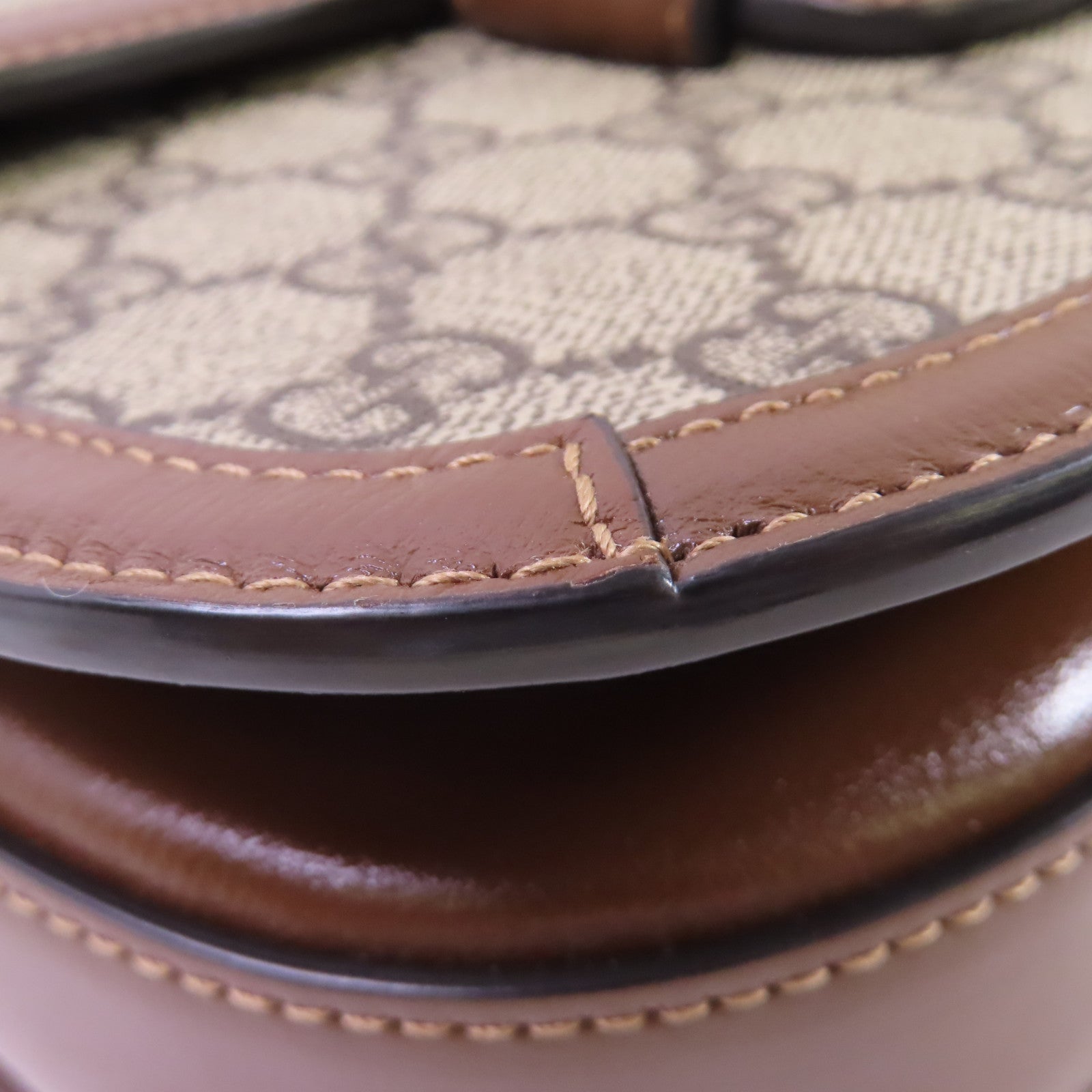 GUCCI 【激減優惠】塗層帆布Horsebit 1955 Shoulder Bag金扣肩背袋啡色
