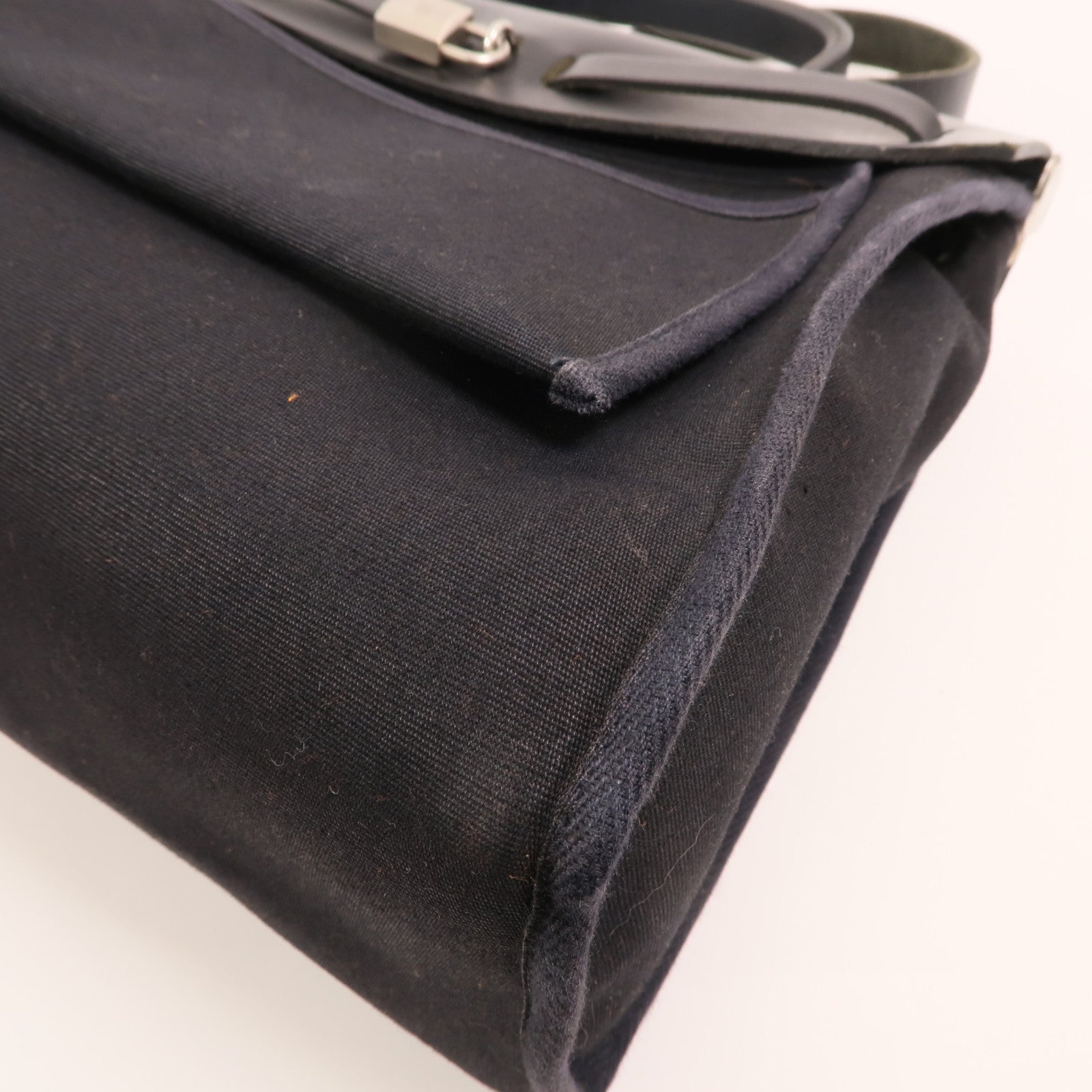 HERMES 帆布Herbag 31銀扣手挽肩背兩用袋Noir