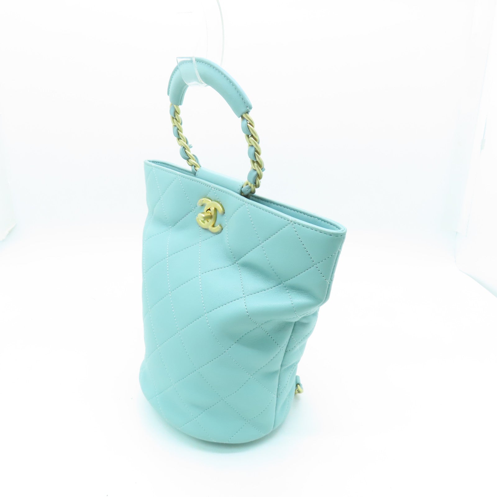 CHANEL 【清倉大減價】菱格牛皮皮革Backpack金扣背包綠色