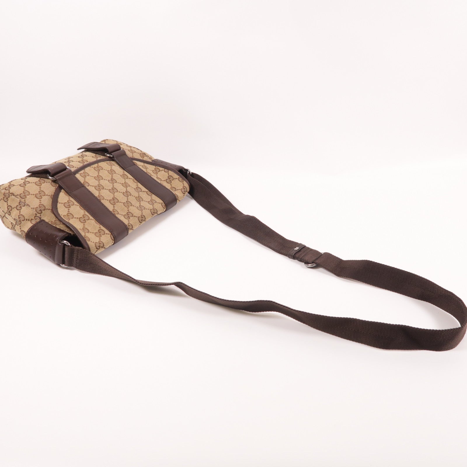 GUCCI 帆布Shoulder Bag銀扣肩背袋