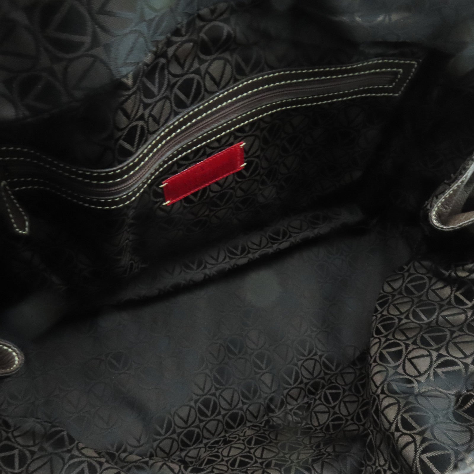 Valentino 【激減優惠】牛皮皮革Shoulder Bag銀扣肩背袋棕色