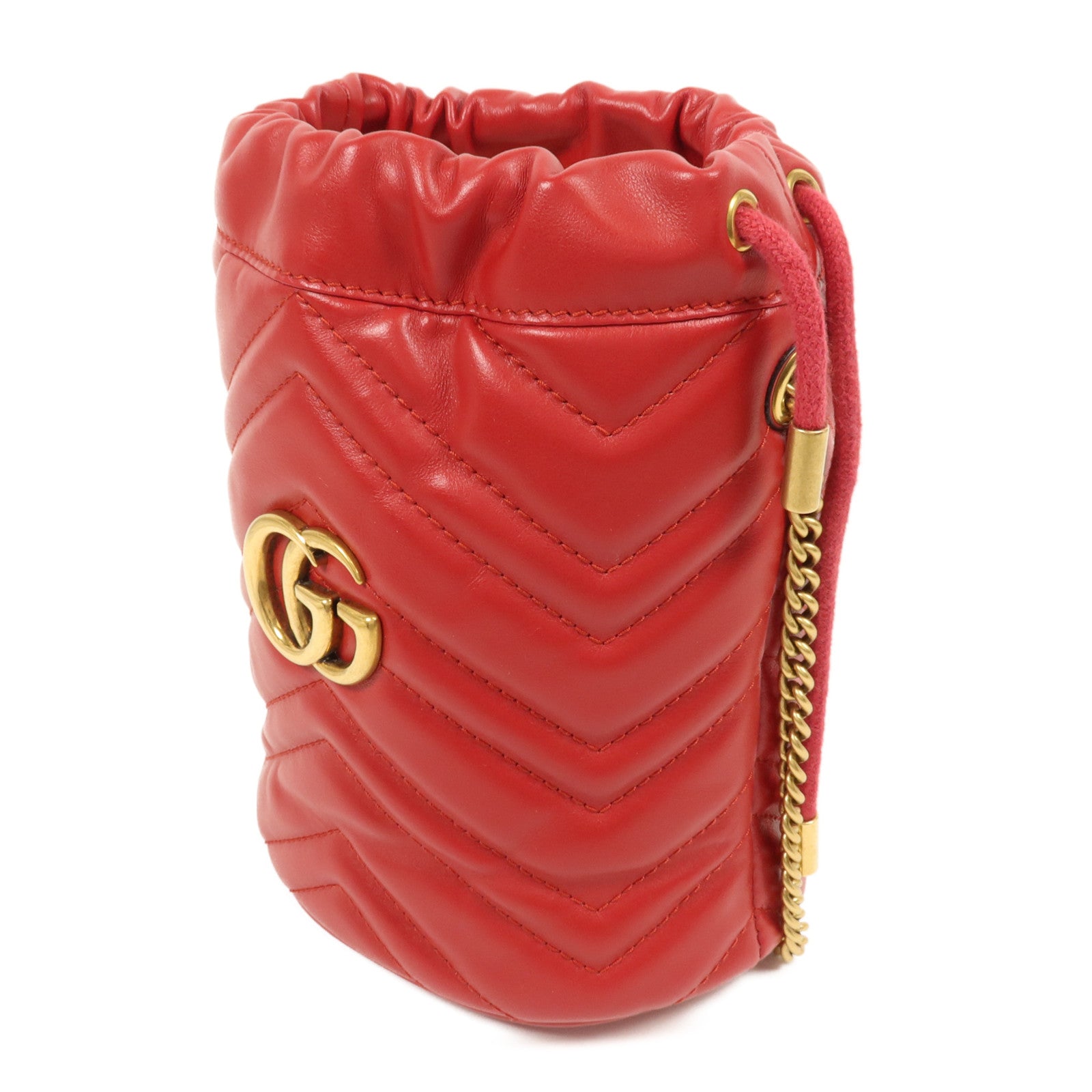 GUCCI 牛皮皮革GG Marmont Mini Shoulder Bag金扣鏈帶肩背袋