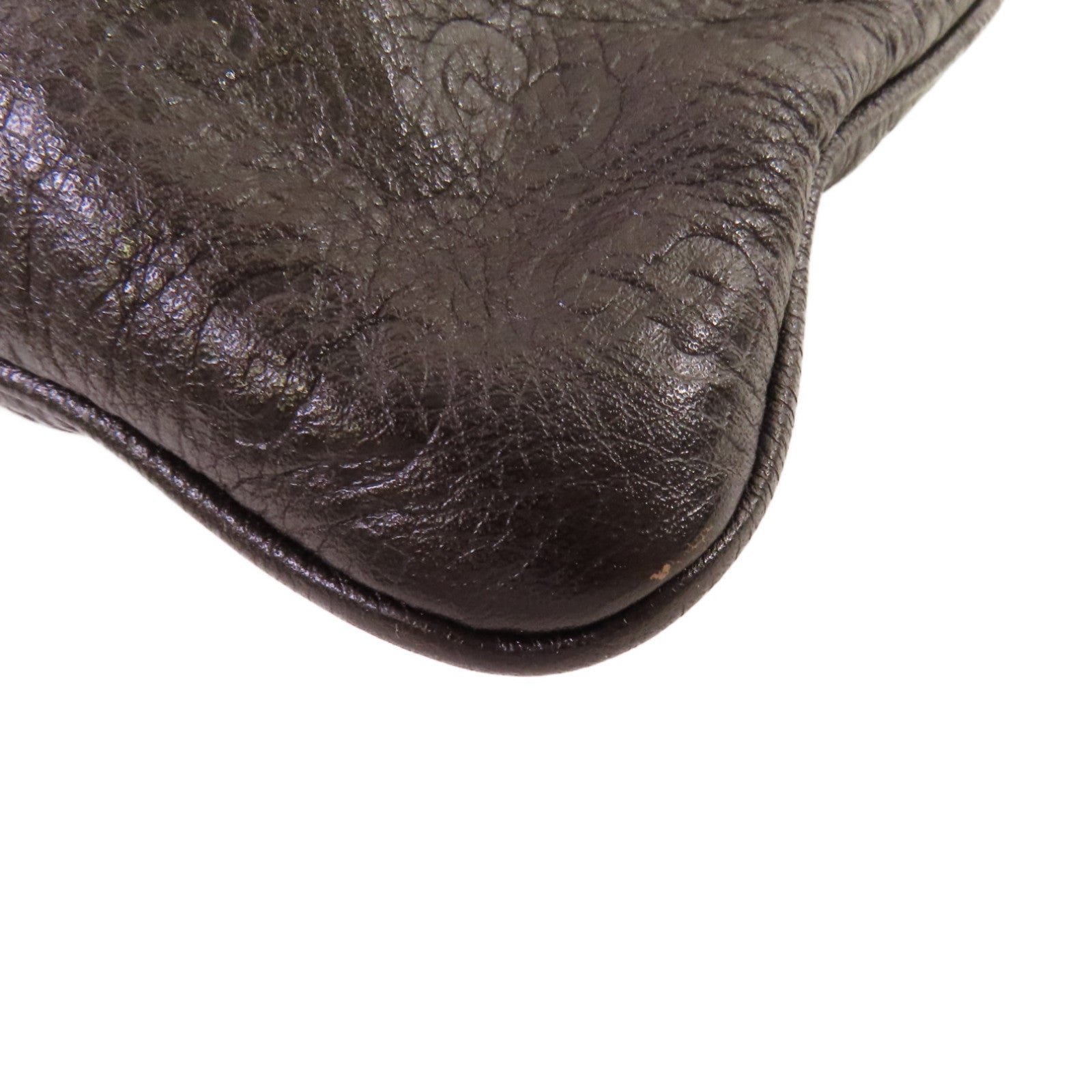 GUCCI 牛皮皮革Guccissima Messenger Bag金扣肩背袋啡色