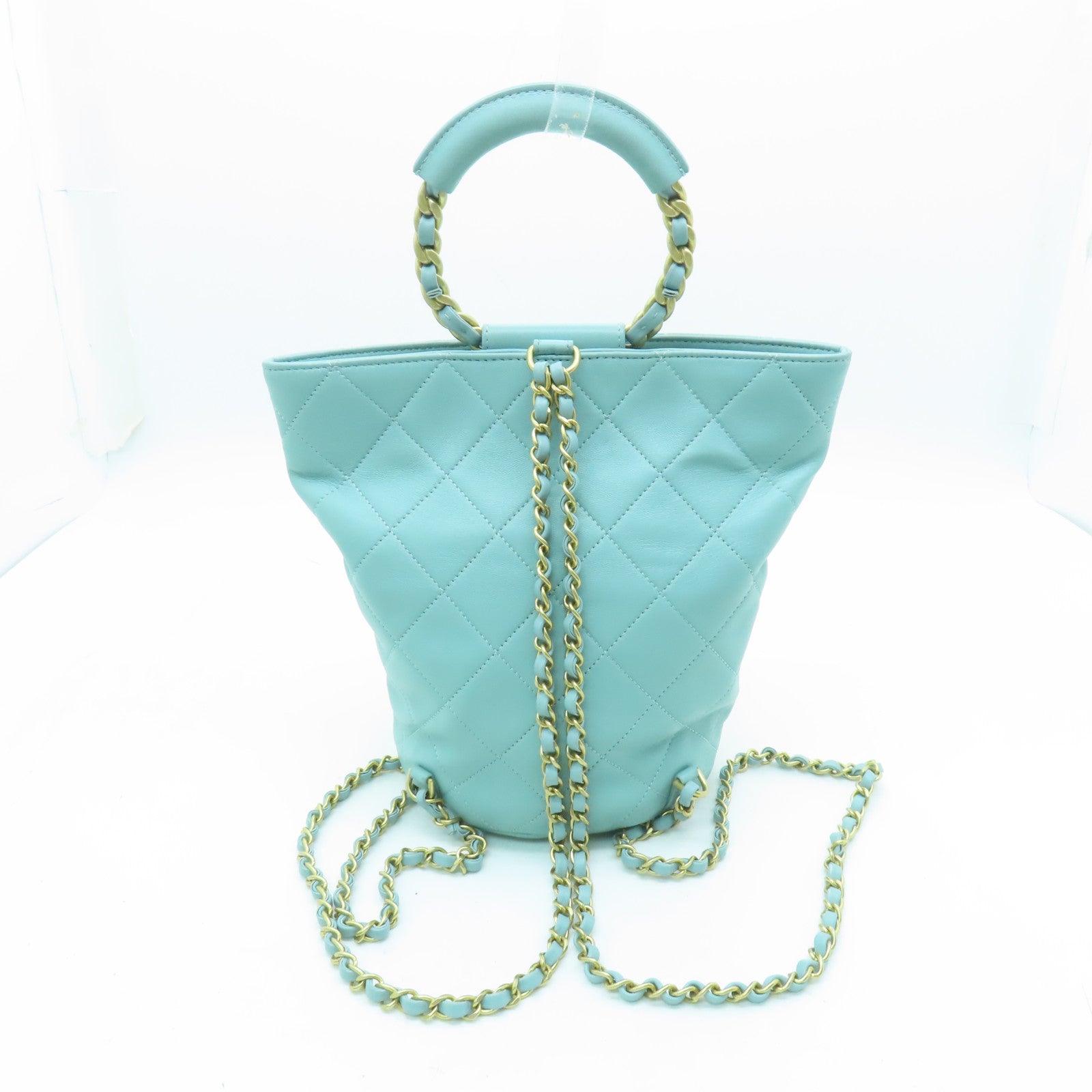 CHANEL 【清倉大減價】菱格牛皮皮革Backpack金扣背包綠色
