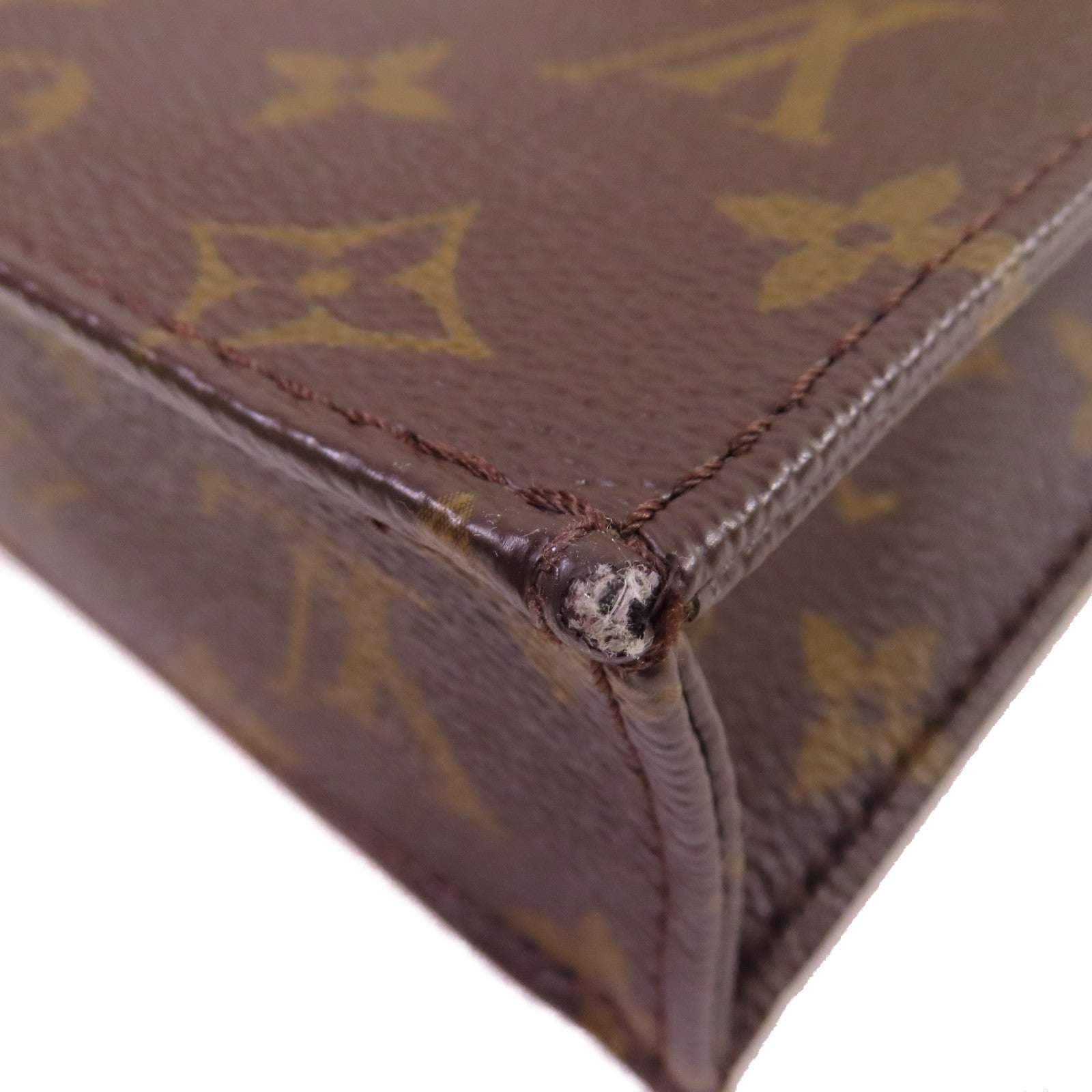 LOUIS VUITTON 【激減優惠】Monogram Petit Sac Plat 2Way Shoulder Bag金扣手挽肩背兩用袋啡色