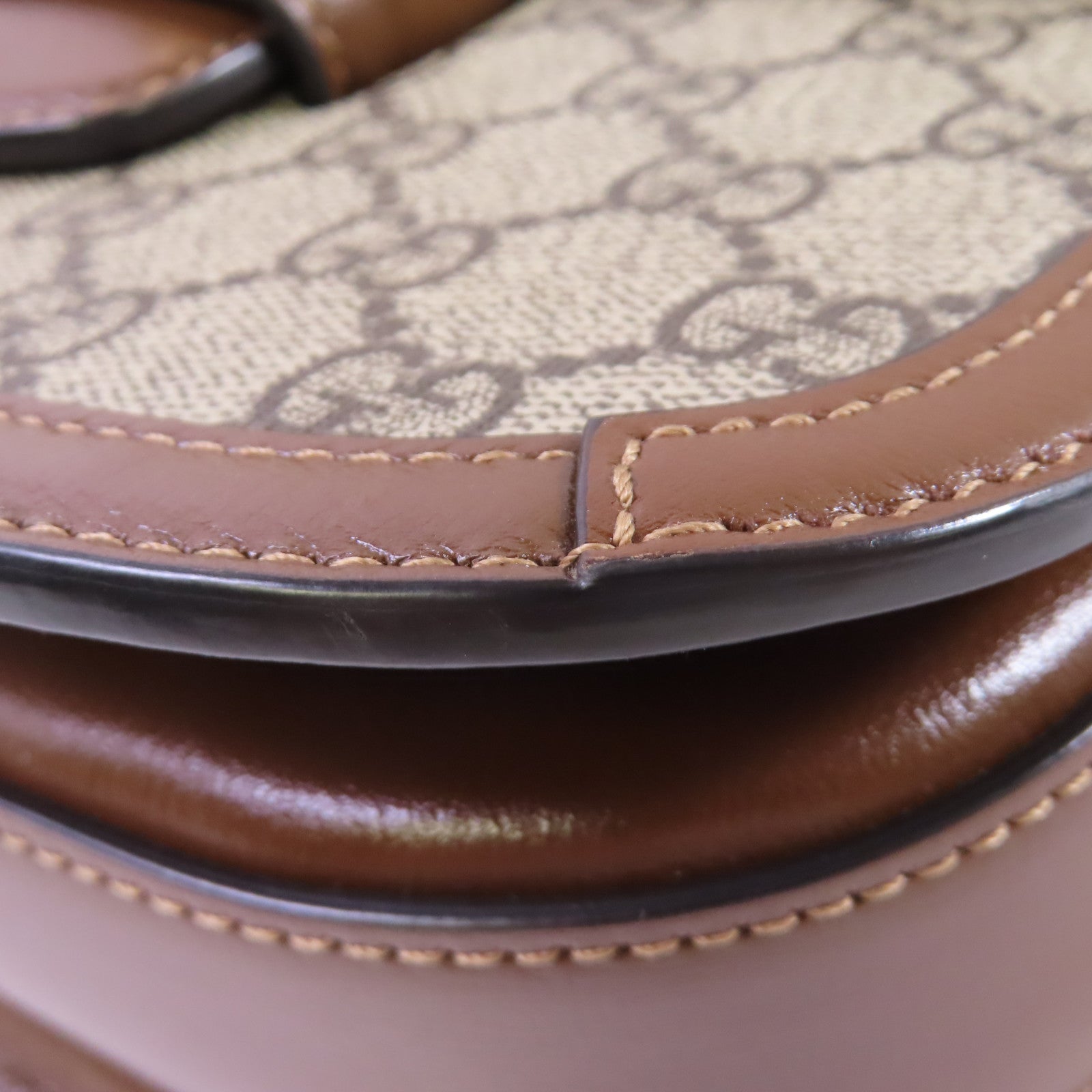 GUCCI 【激減優惠】塗層帆布Horsebit 1955 Shoulder Bag金扣肩背袋啡色