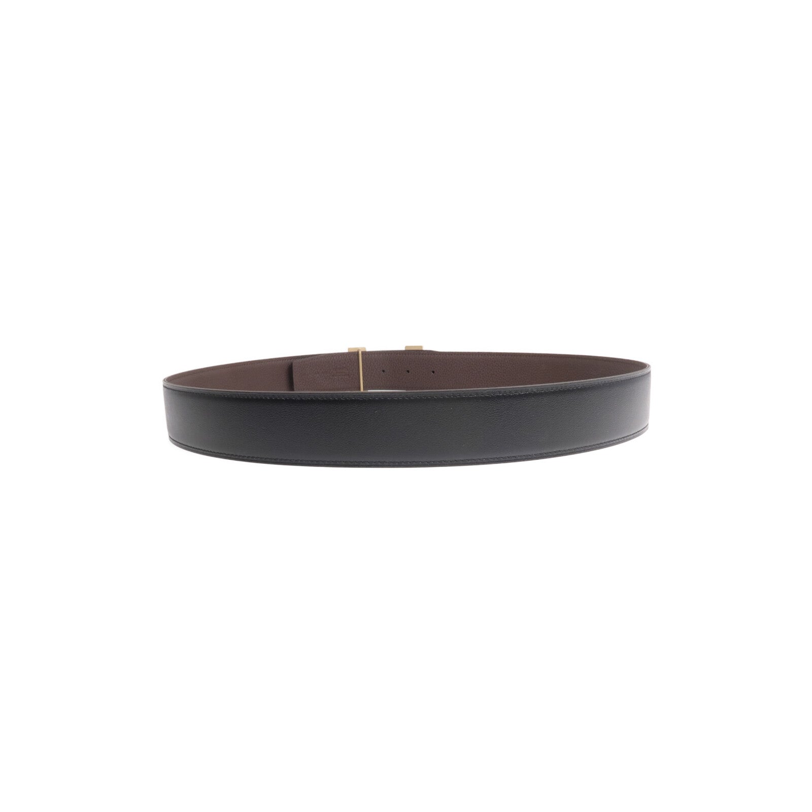 HERMES Togo/Box Calf皮革Belt金扣皮帶Noir/Gold