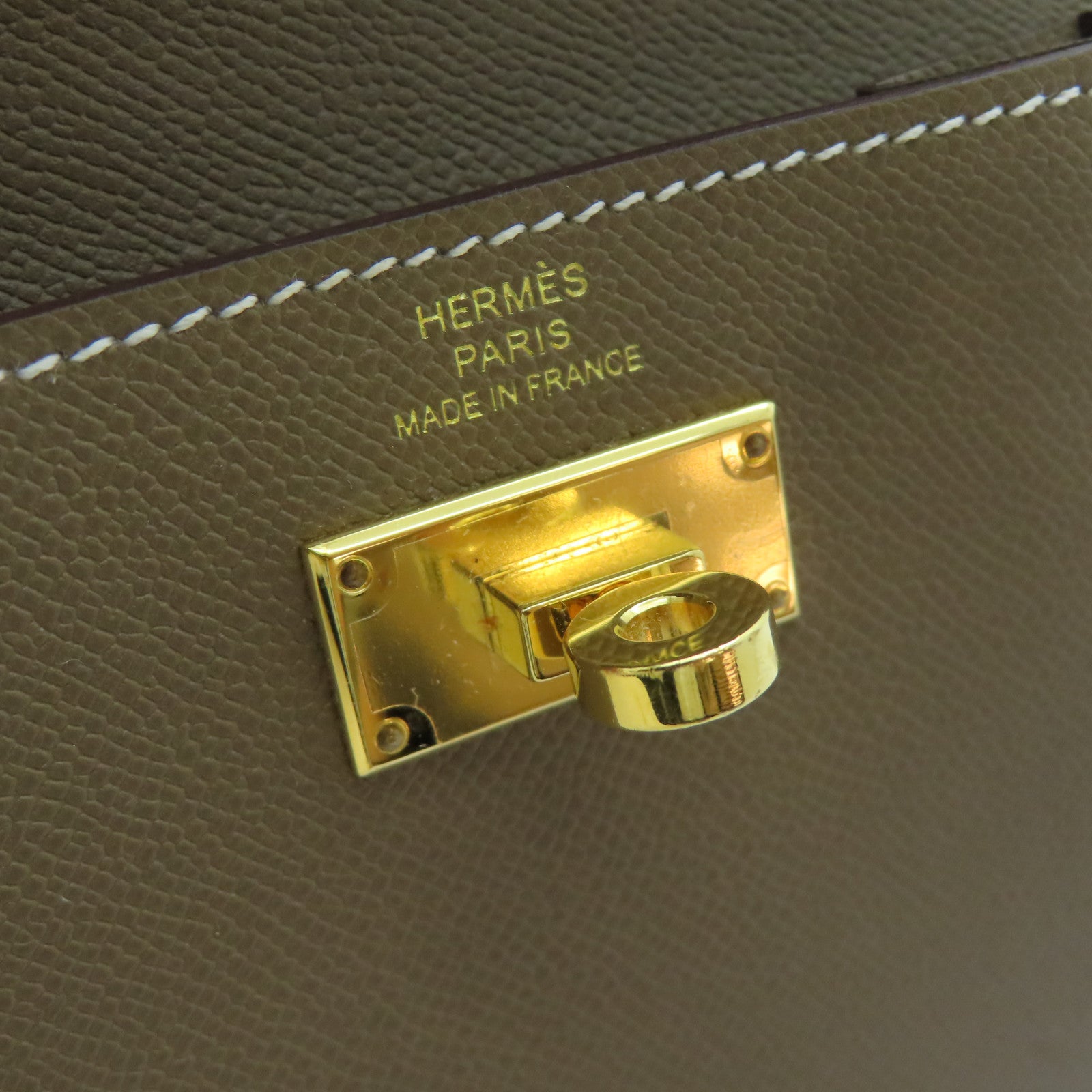 HERMES Epsom皮革Kelly Pocket金扣卡片套Etoupe大象灰色