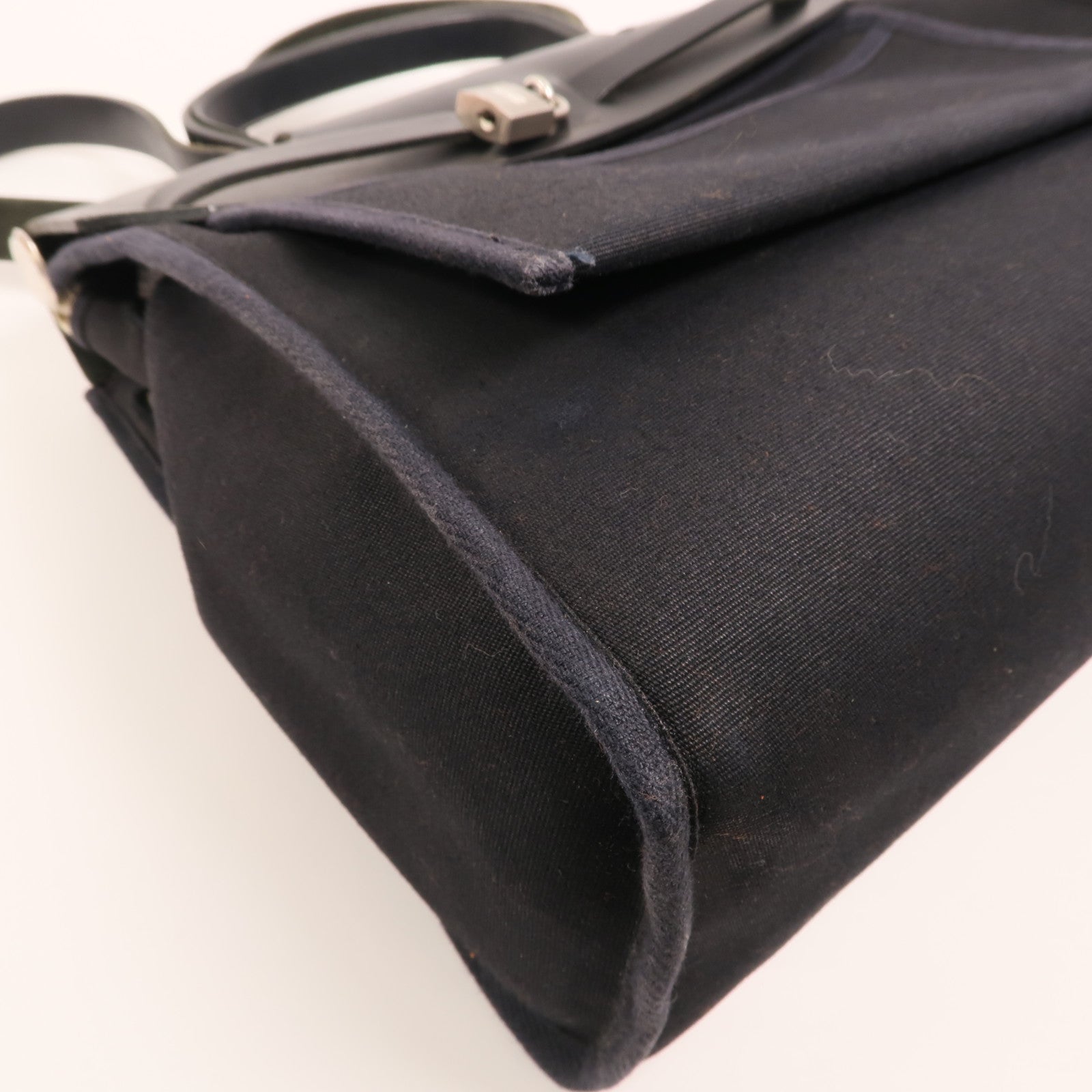 HERMES 帆布Herbag 31銀扣手挽肩背兩用袋Noir