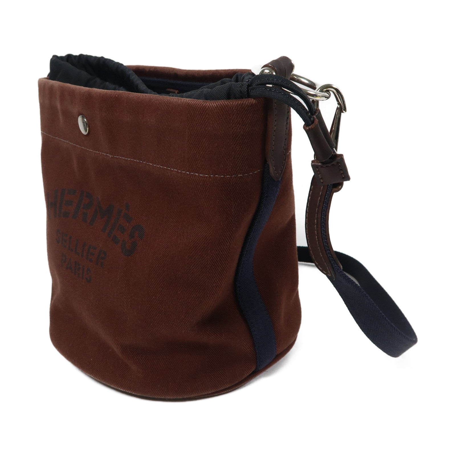 HERMES 帆布Bolso De Aseo銀扣肩背袋啡色