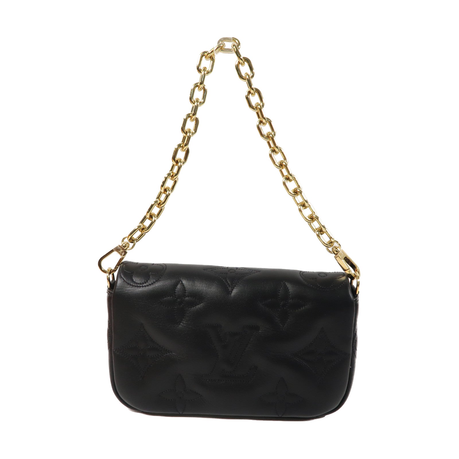 LOUIS VUITTON Bubblegram Wallet On Strap金扣手挽肩背兩用袋黑色