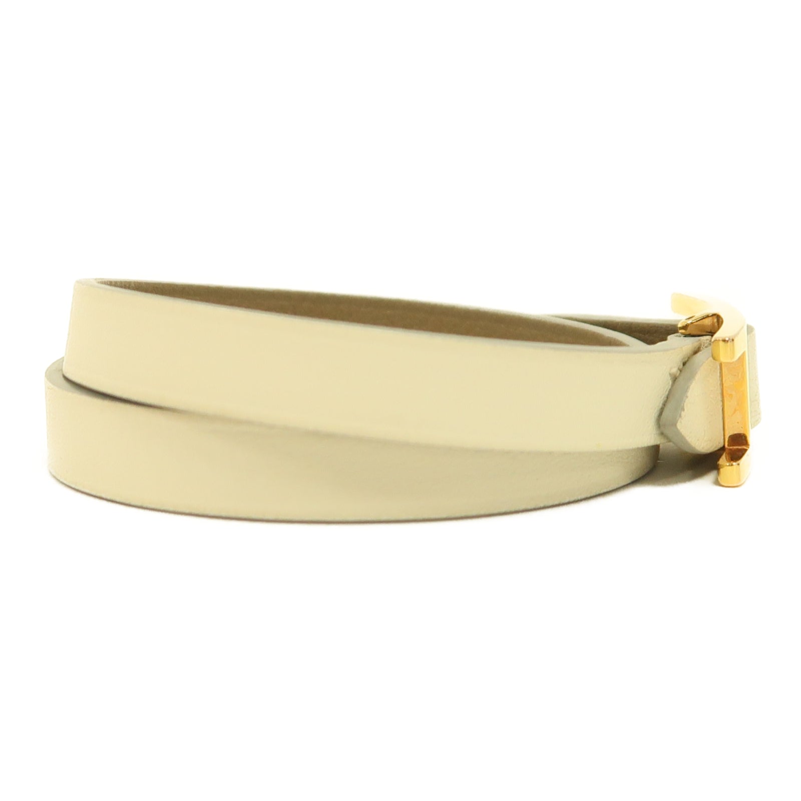 HERMES 【激減優惠】Swift皮革Behapi Double Tour Bracelet金扣手鐲淺藍色