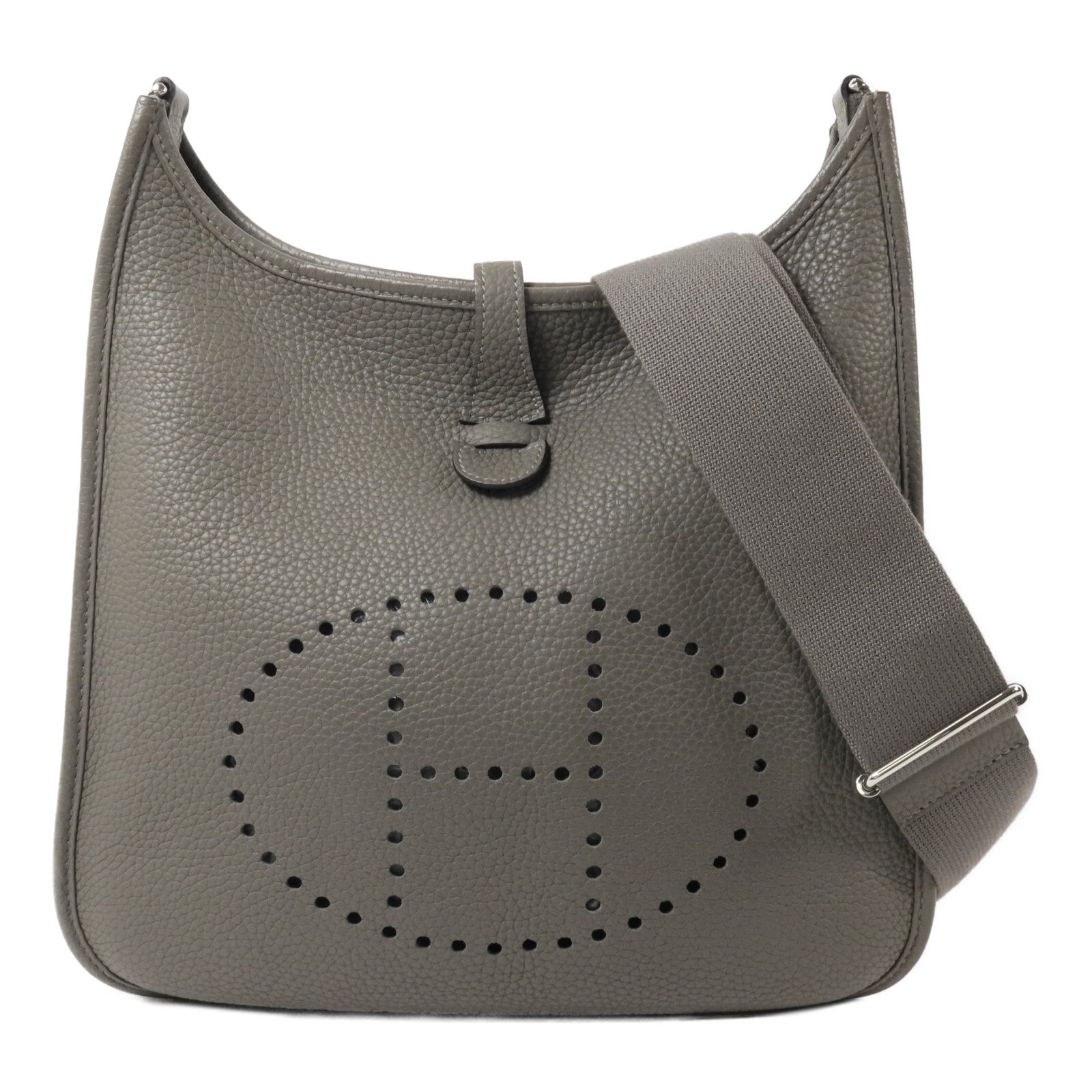 HERMES Clemence皮革Evelyne PM 肩背袋Gris Meyer