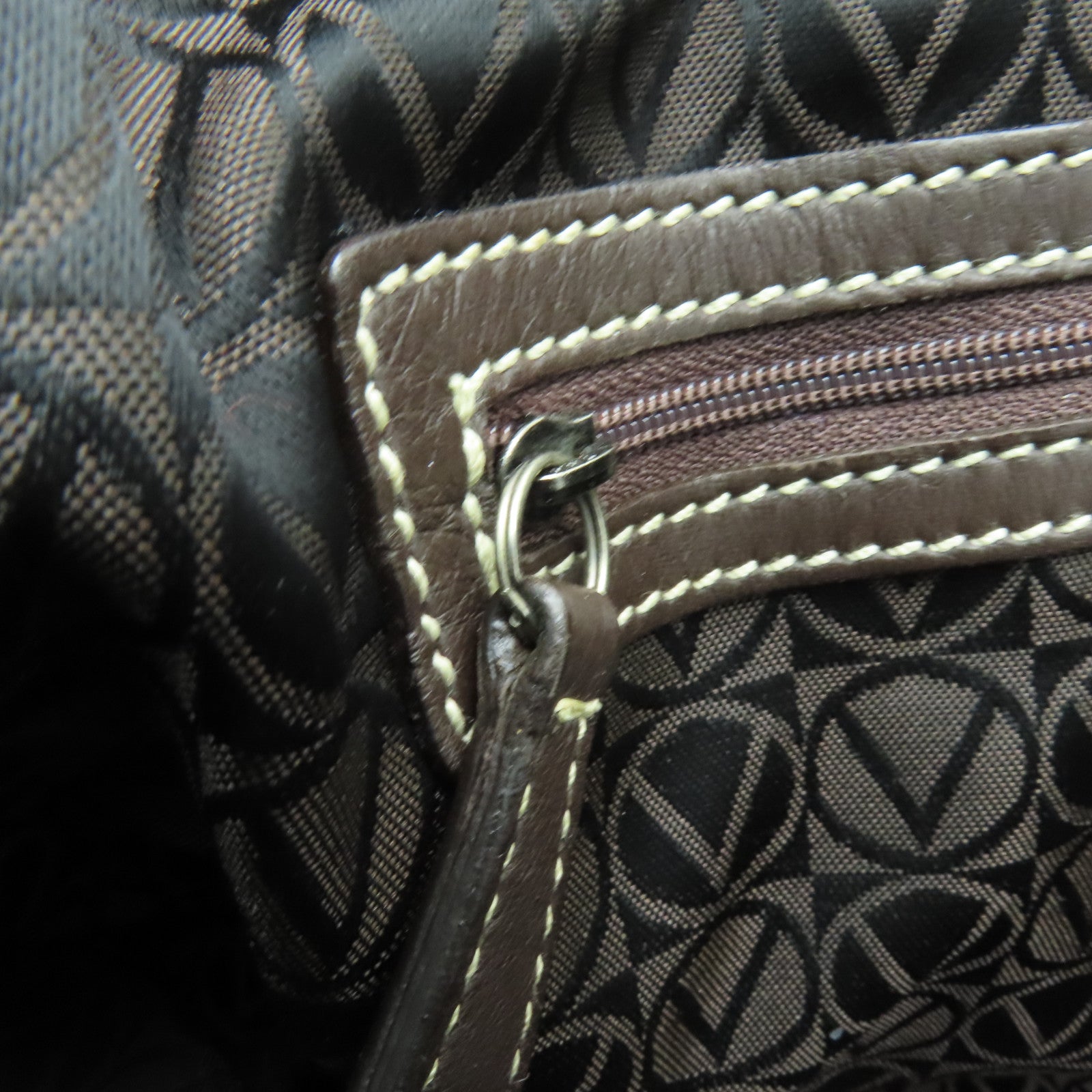 Valentino 【激減優惠】牛皮皮革Shoulder Bag銀扣肩背袋棕色