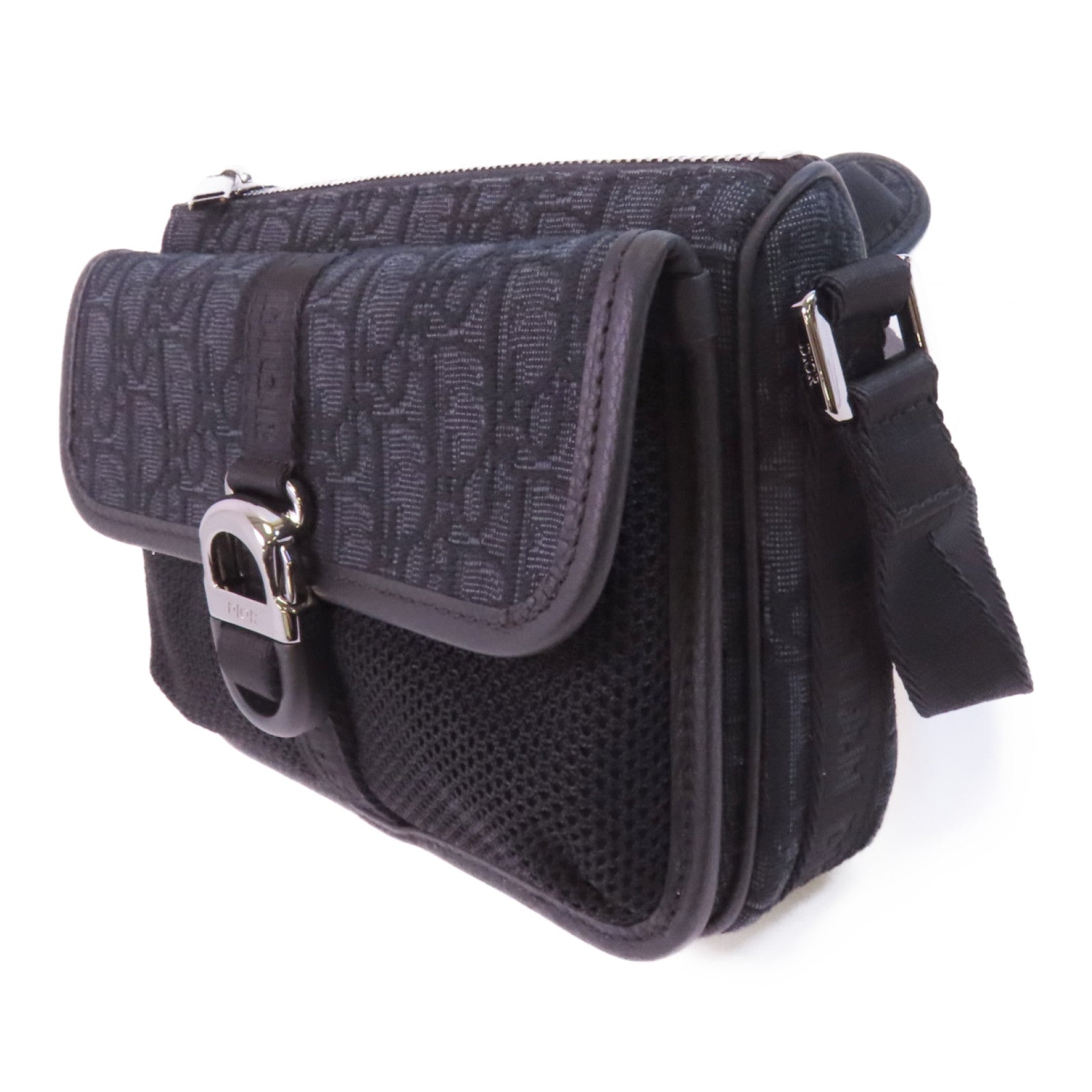 Dior Oblique帆布Mini Dior 8 Bag With Strap銀扣肩背袋