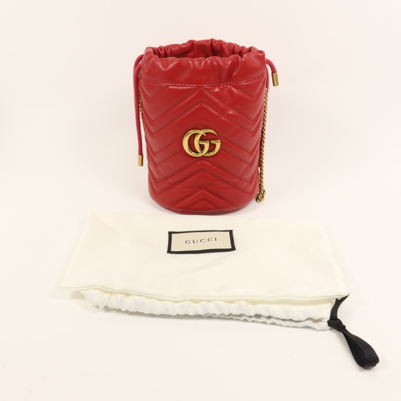 GUCCI 牛皮皮革GG Marmont Mini Shoulder Bag金扣鏈帶肩背袋