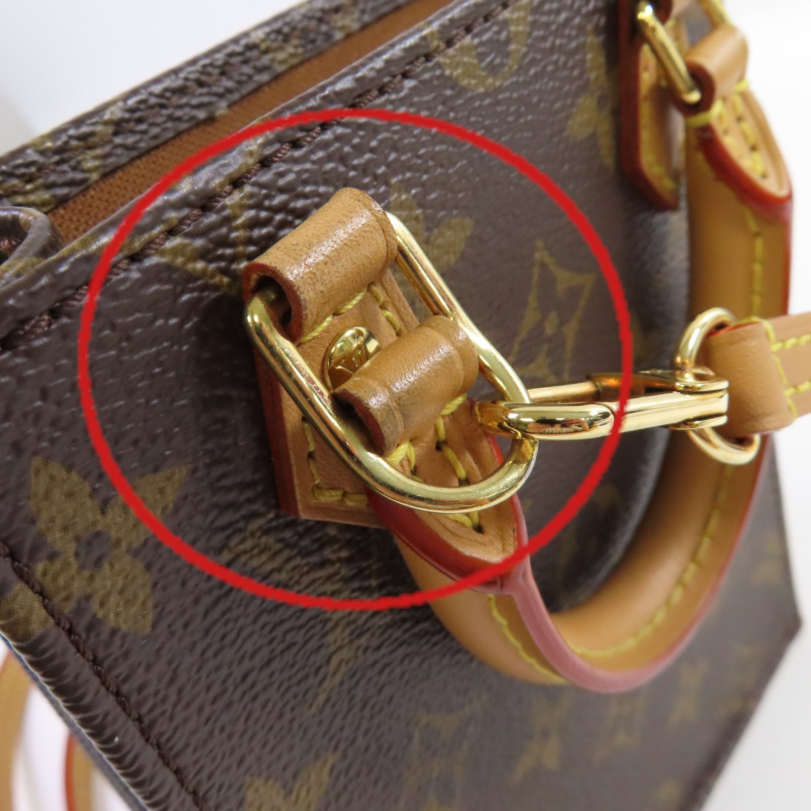 LOUIS VUITTON 【激減優惠】Monogram Petit Sac Plat 2Way Shoulder Bag金扣手挽肩背兩用袋啡色
