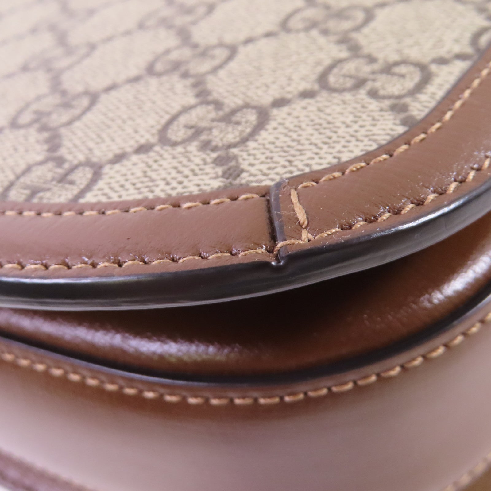 GUCCI 【激減優惠】塗層帆布Horsebit 1955 Shoulder Bag金扣肩背袋啡色