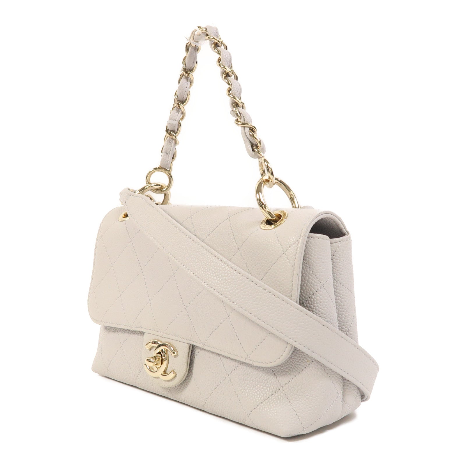 CHANEL 牛皮皮革City Walk Small Flap金扣手挽肩背兩用袋