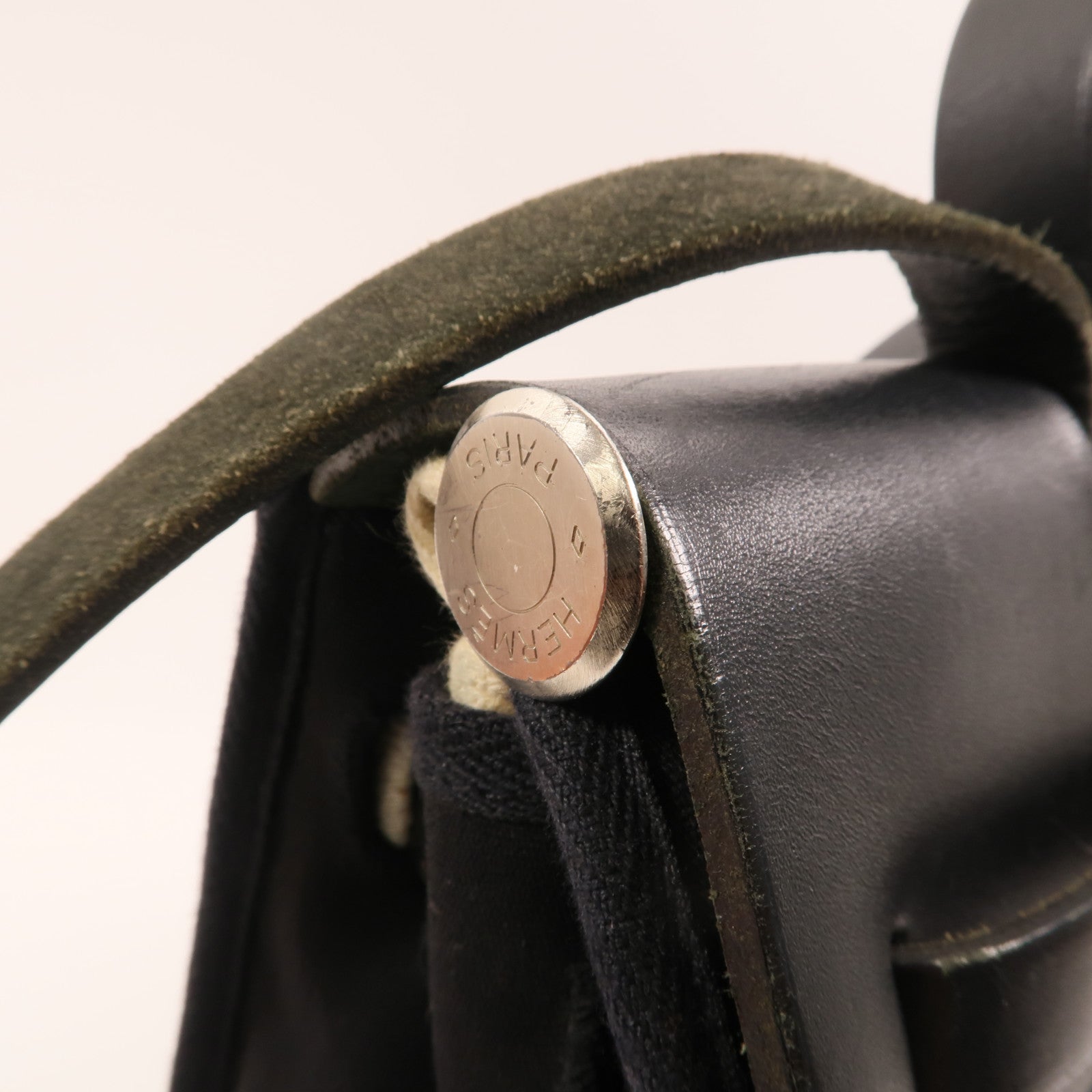 HERMES 帆布Herbag 31銀扣手挽肩背兩用袋Noir