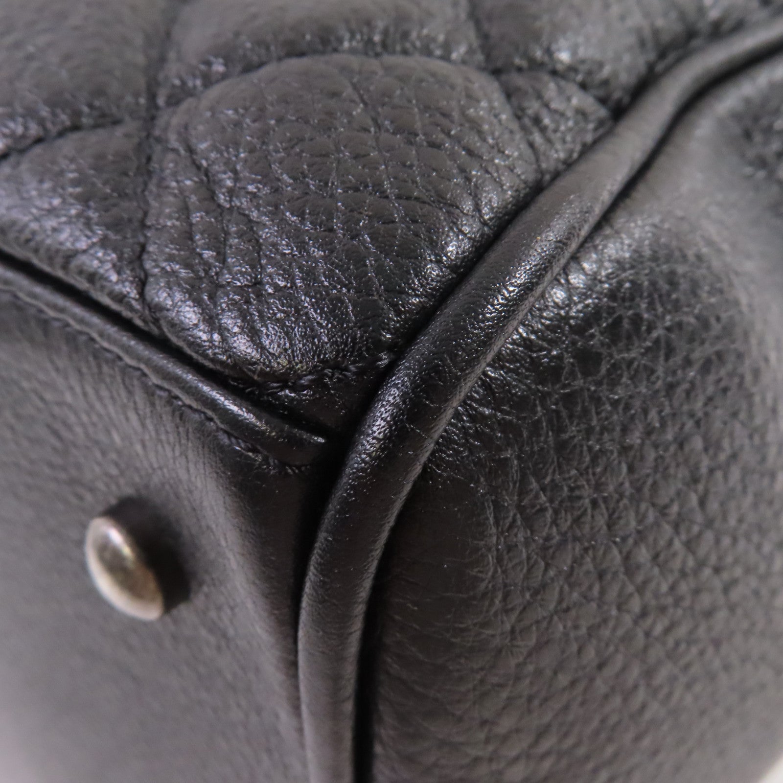 CHANEL 菱格牛皮皮革2Way Shoulder Bag金扣/銀扣鏈帶手挽肩背兩用袋黑色