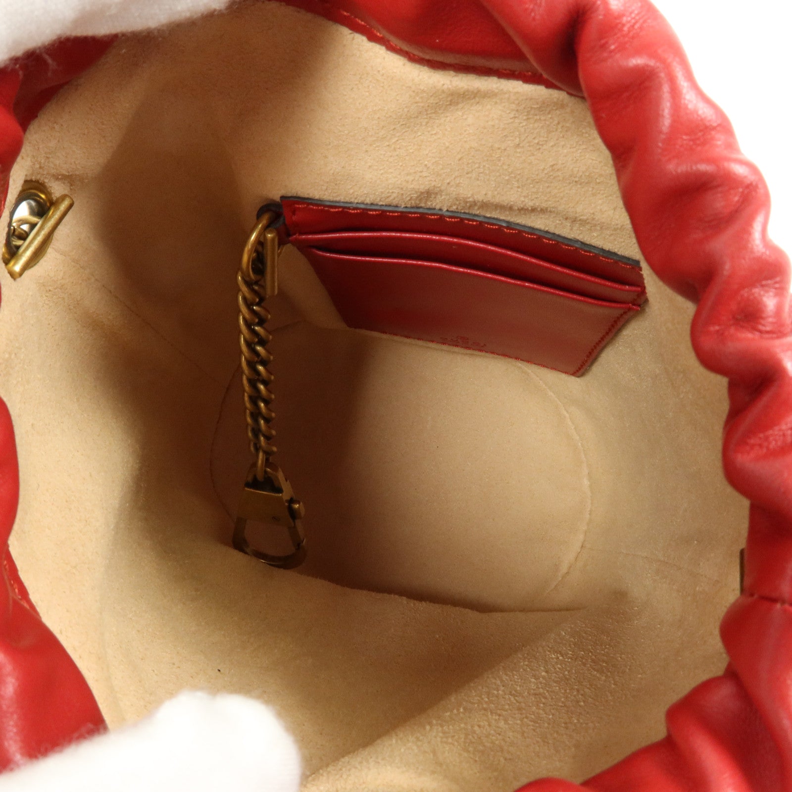 GUCCI 牛皮皮革GG Marmont Mini Shoulder Bag金扣鏈帶肩背袋