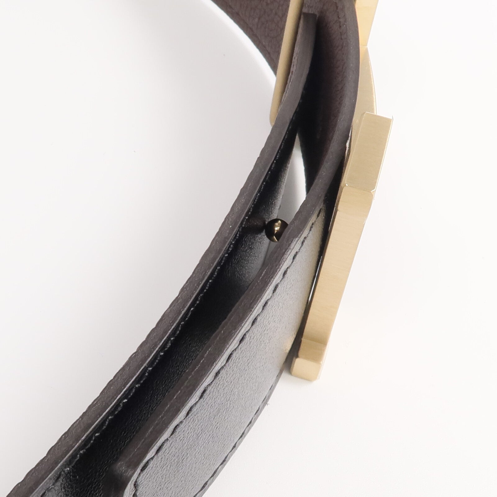 HERMES Togo/Box Calf皮革Belt金扣皮帶Noir/Gold