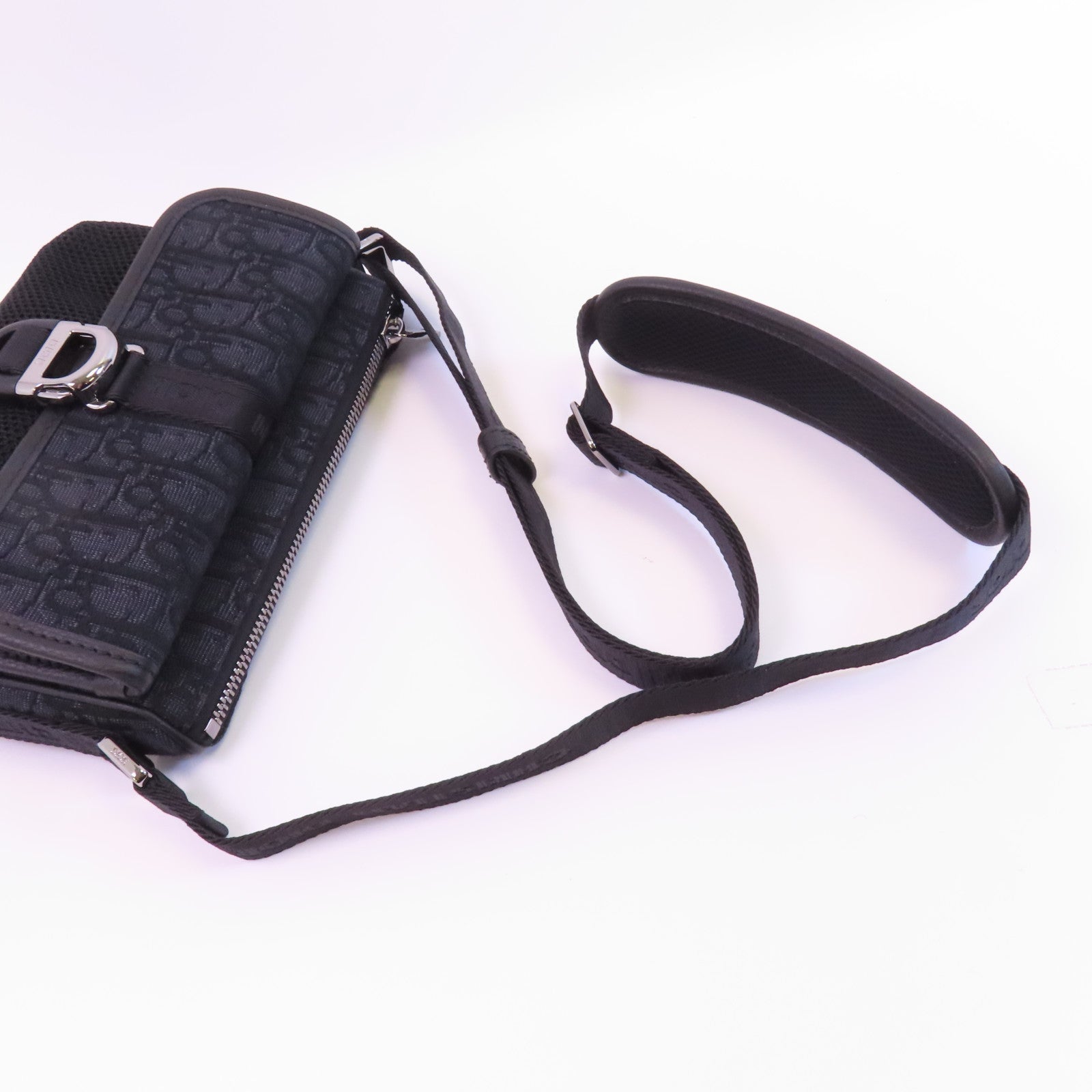 Dior Oblique帆布Mini Dior 8 Bag With Strap銀扣肩背袋