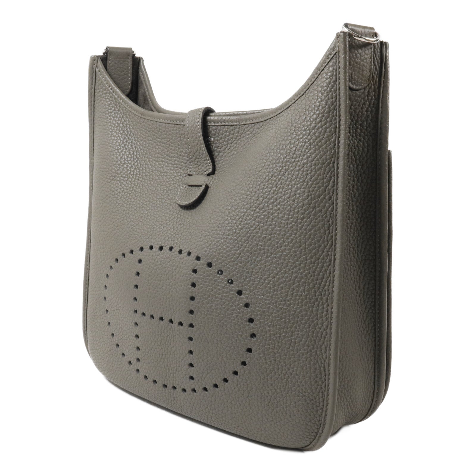 HERMES Clemence皮革Evelyne PM 肩背袋Gris Meyer