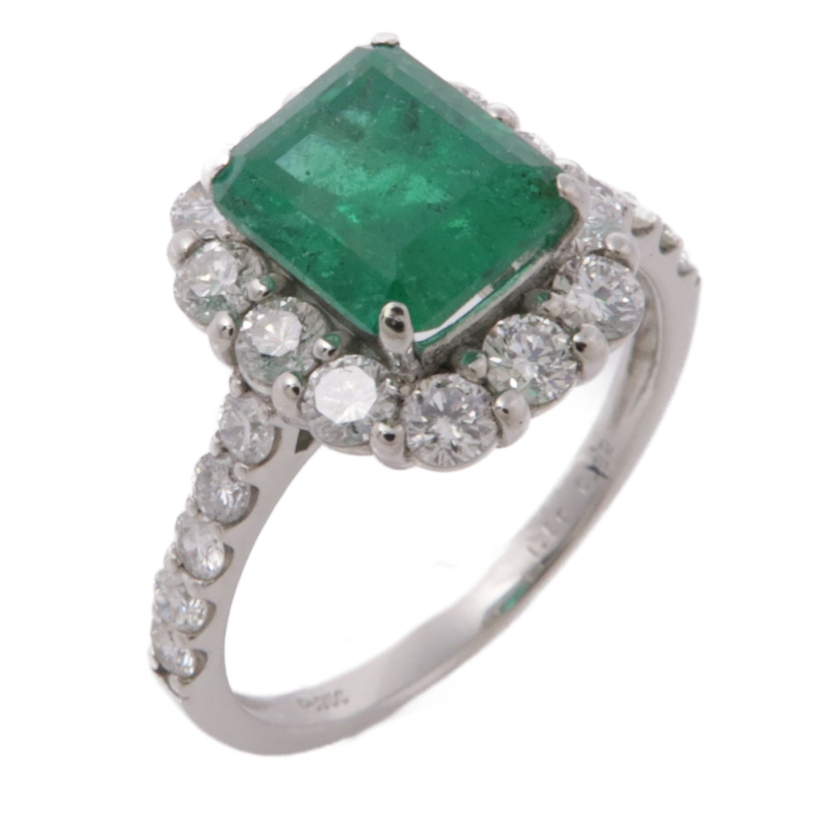 JEWELRY PT950鉑金Emerald Diamond Ring綠寶石/鑽石戒指US#6