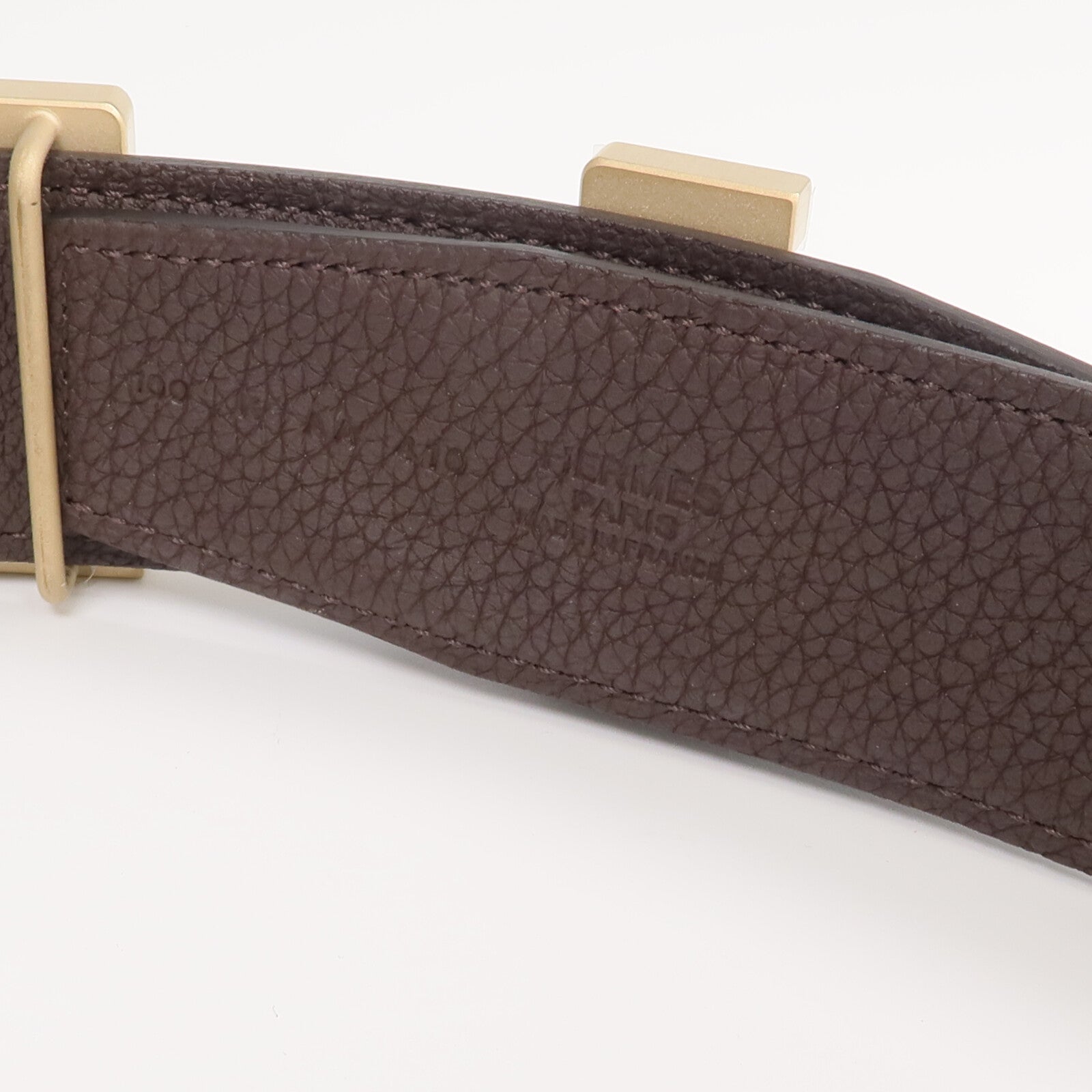 HERMES Togo/Box Calf皮革Belt金扣皮帶Noir/Gold