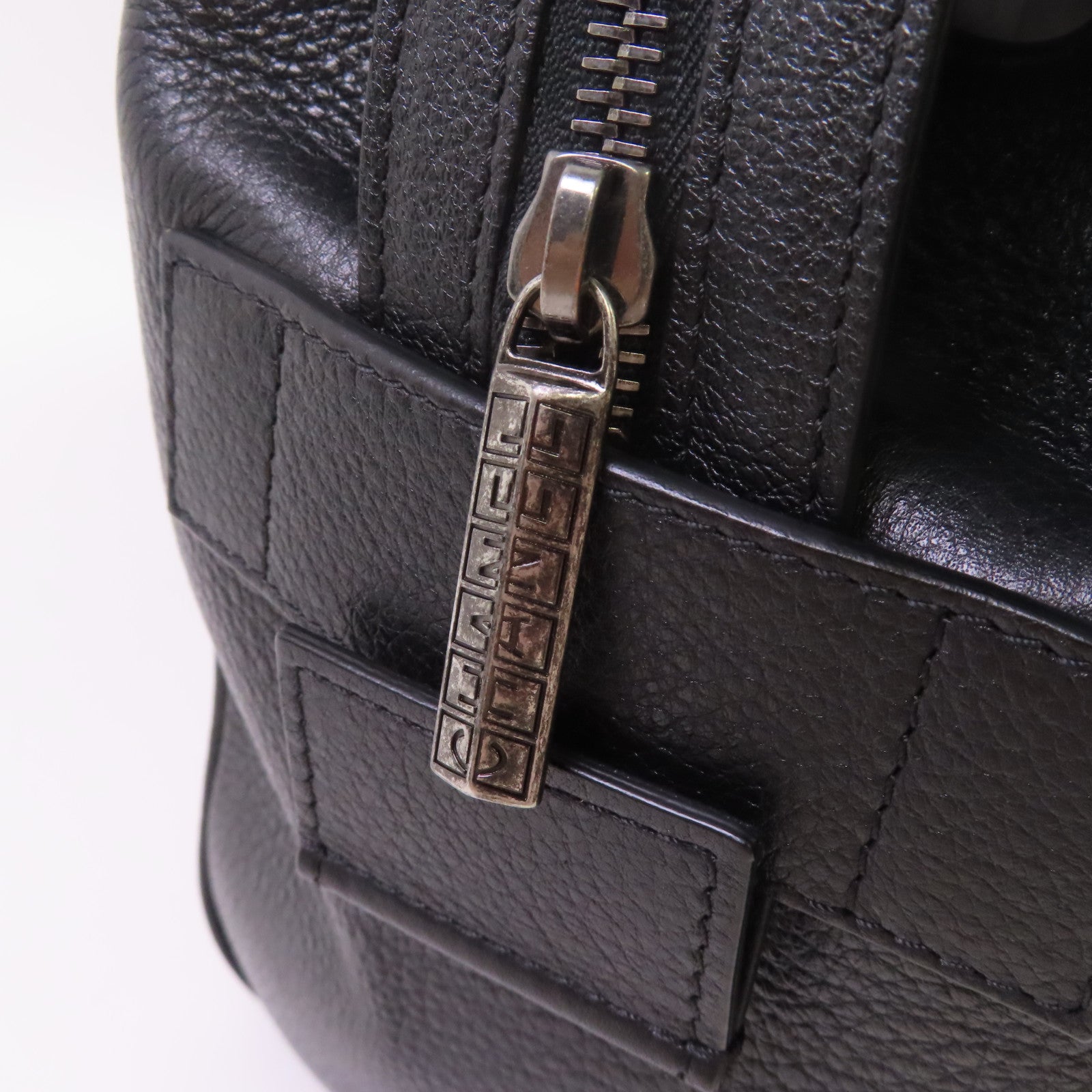 CHANEL 菱格牛皮皮革2Way Shoulder Bag金扣/銀扣鏈帶手挽肩背兩用袋黑色